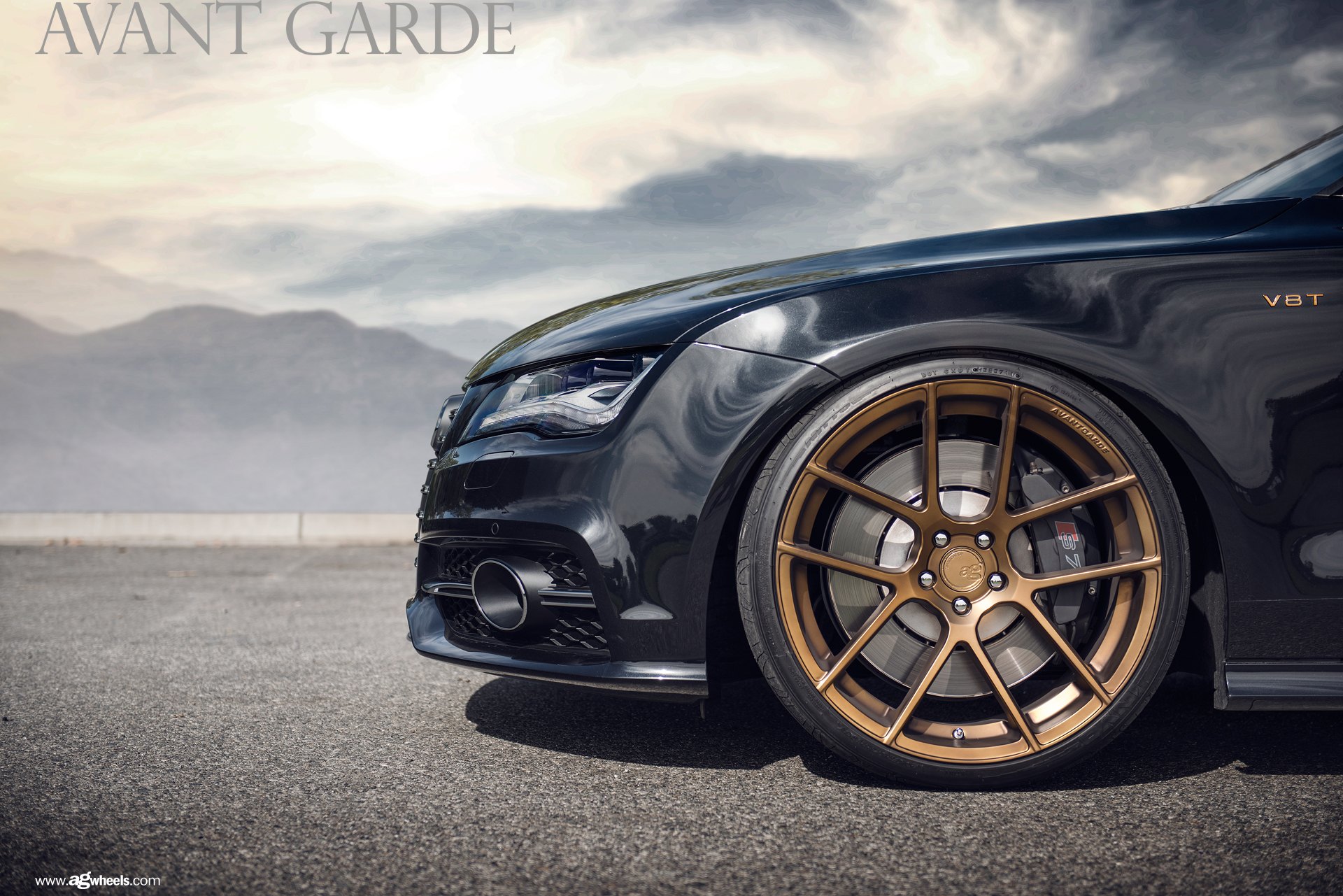 Black Audi S7 V8T with Gold Avant Garde Wheels - Photo by Avant Garde Wheels