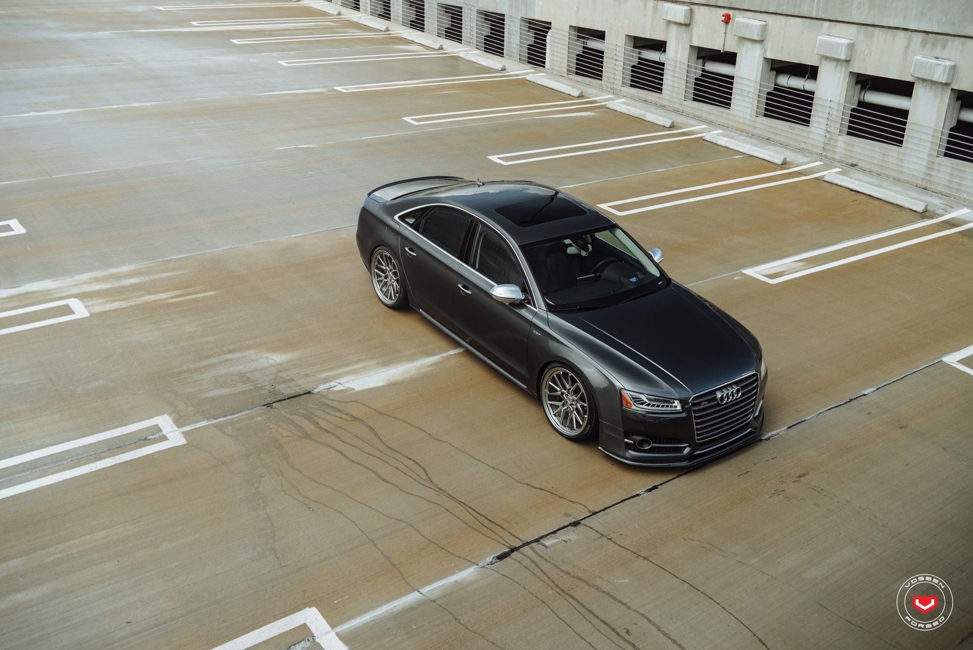 Black Audi S8 with Aftermarket Side Skirts - Photo by Vossen