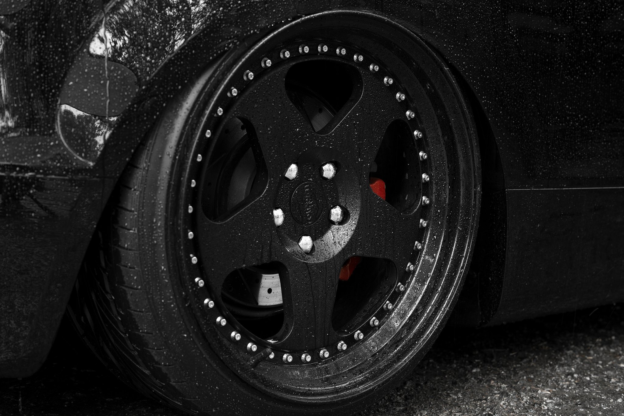 Black 3-piece Custom Wheels With Step Lip and Polished Bolts - Photo by Rotiform
