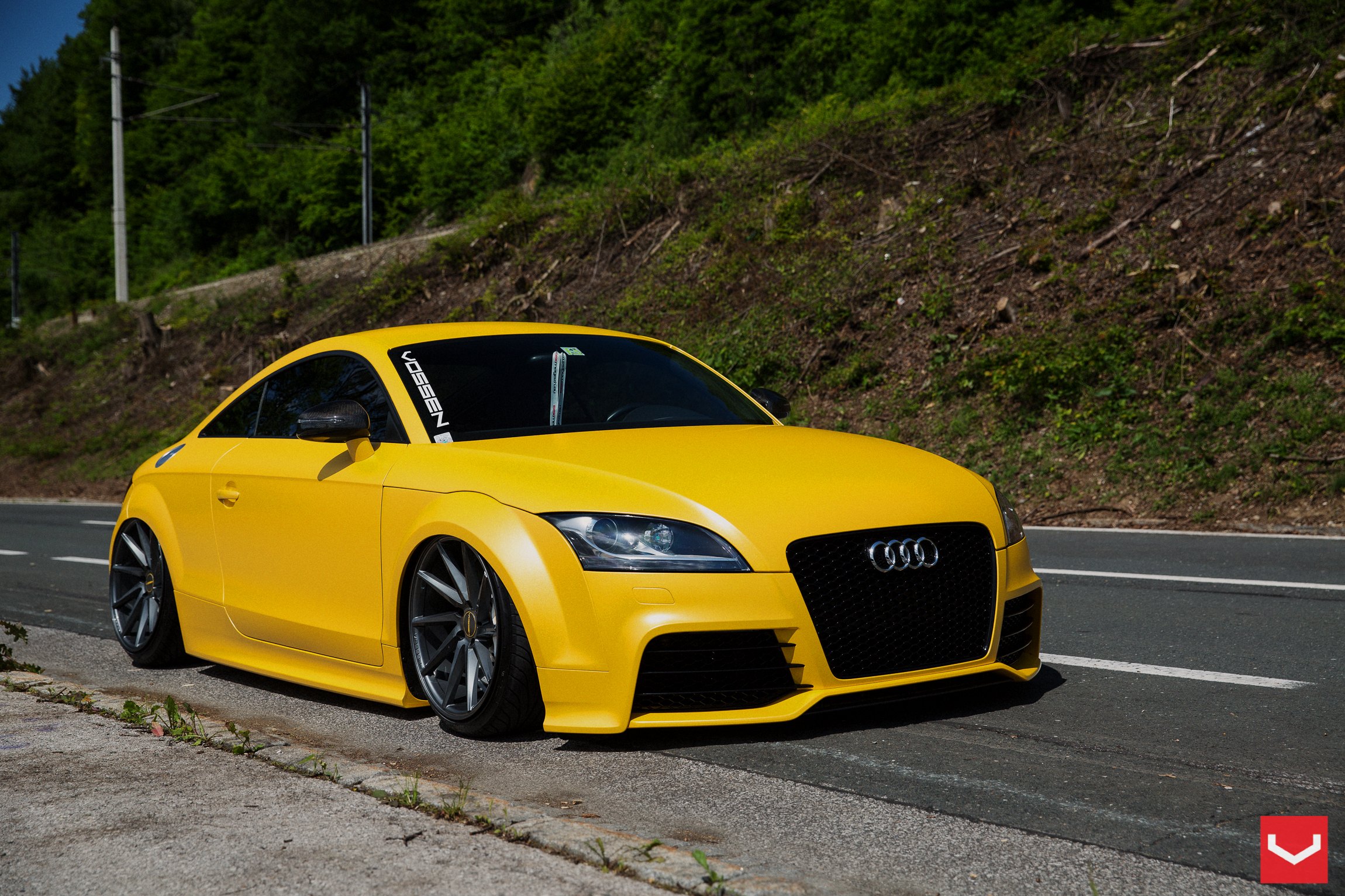 Yellow Audi TT with Aftermarket LED Headlights - Photo by Vossen