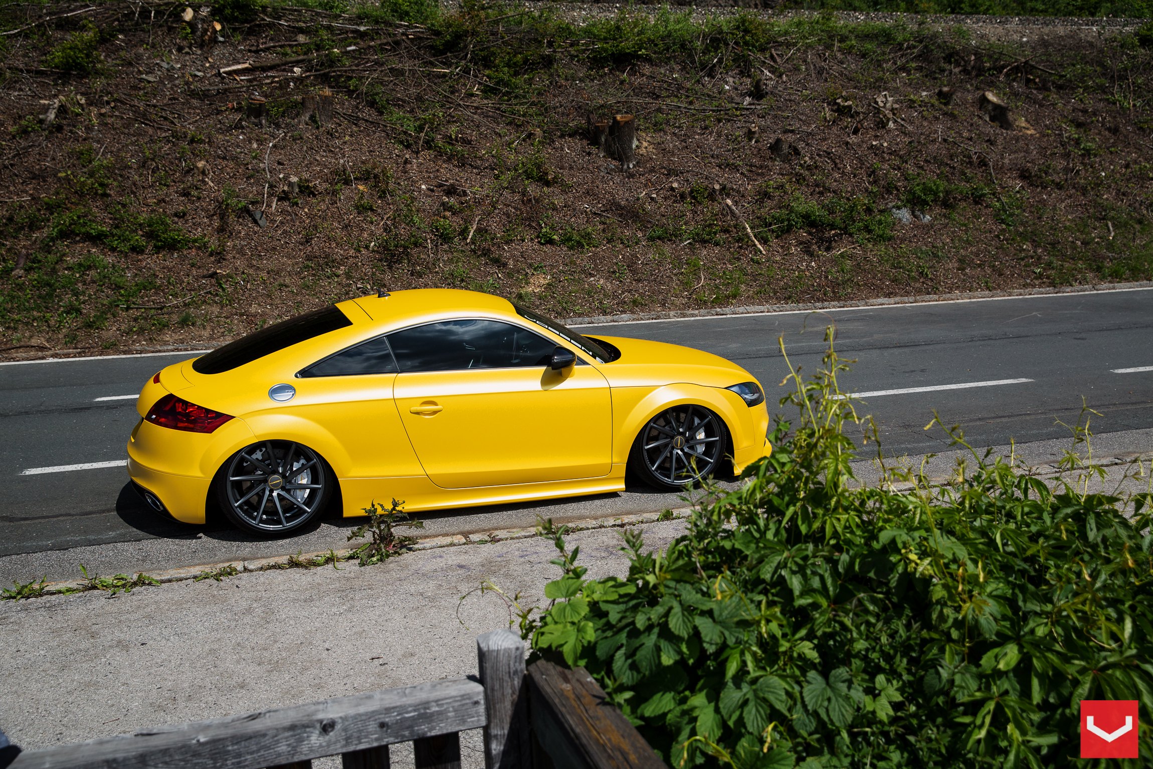 Custom Side Skirts on Yellow Audi TT - Photo by Vossen