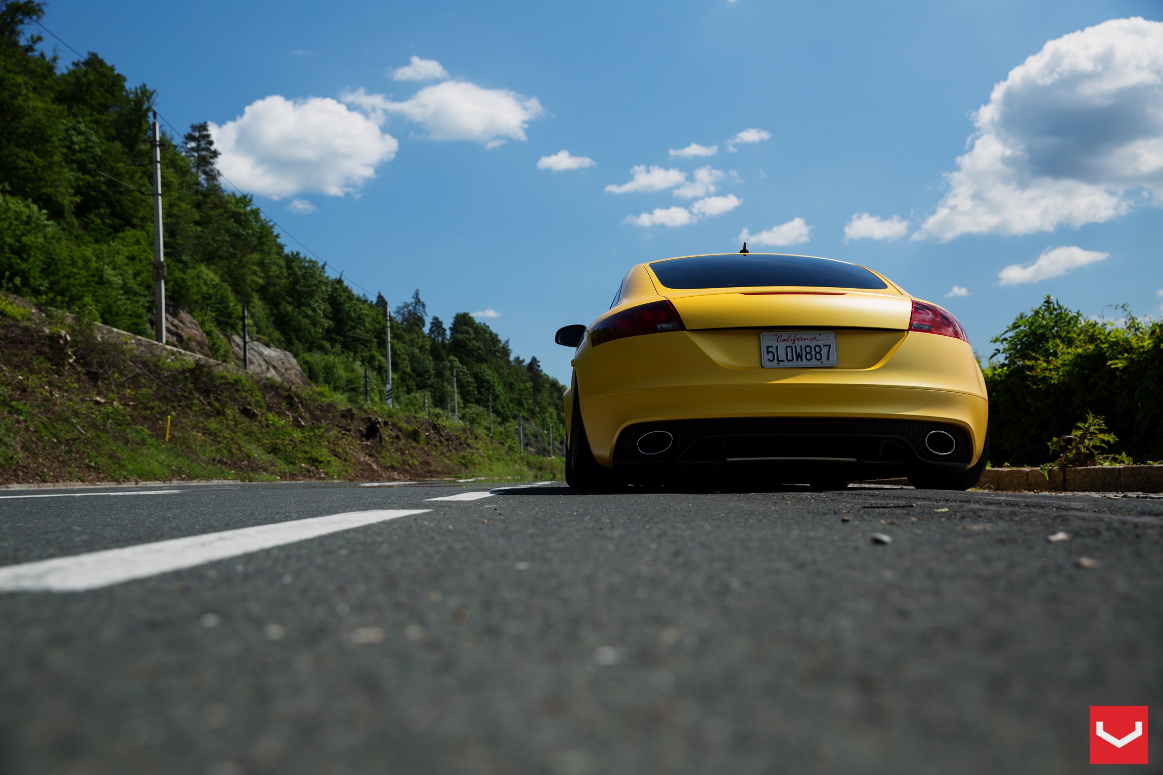 Lowered Yellow Audi TT with Aftermarket Rear Diffuser - Photo by Vossen