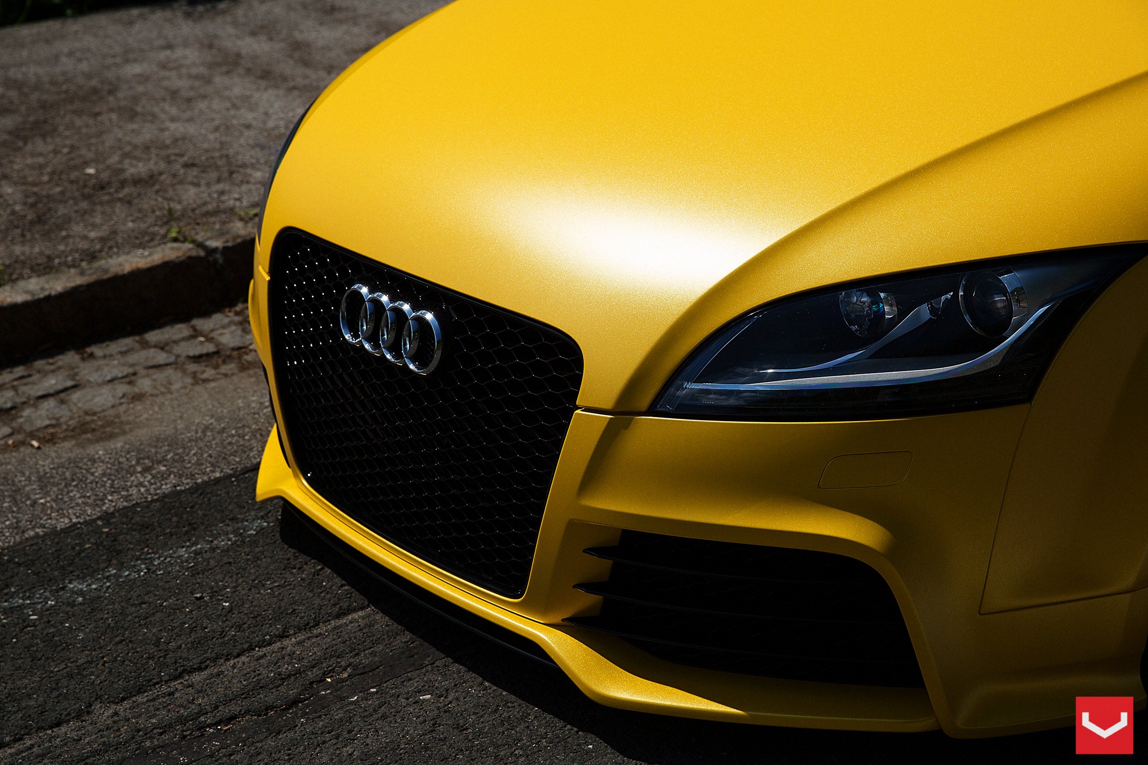 Custom Front Bumper Cover on Yellow Audi TT - Photo by Vossen