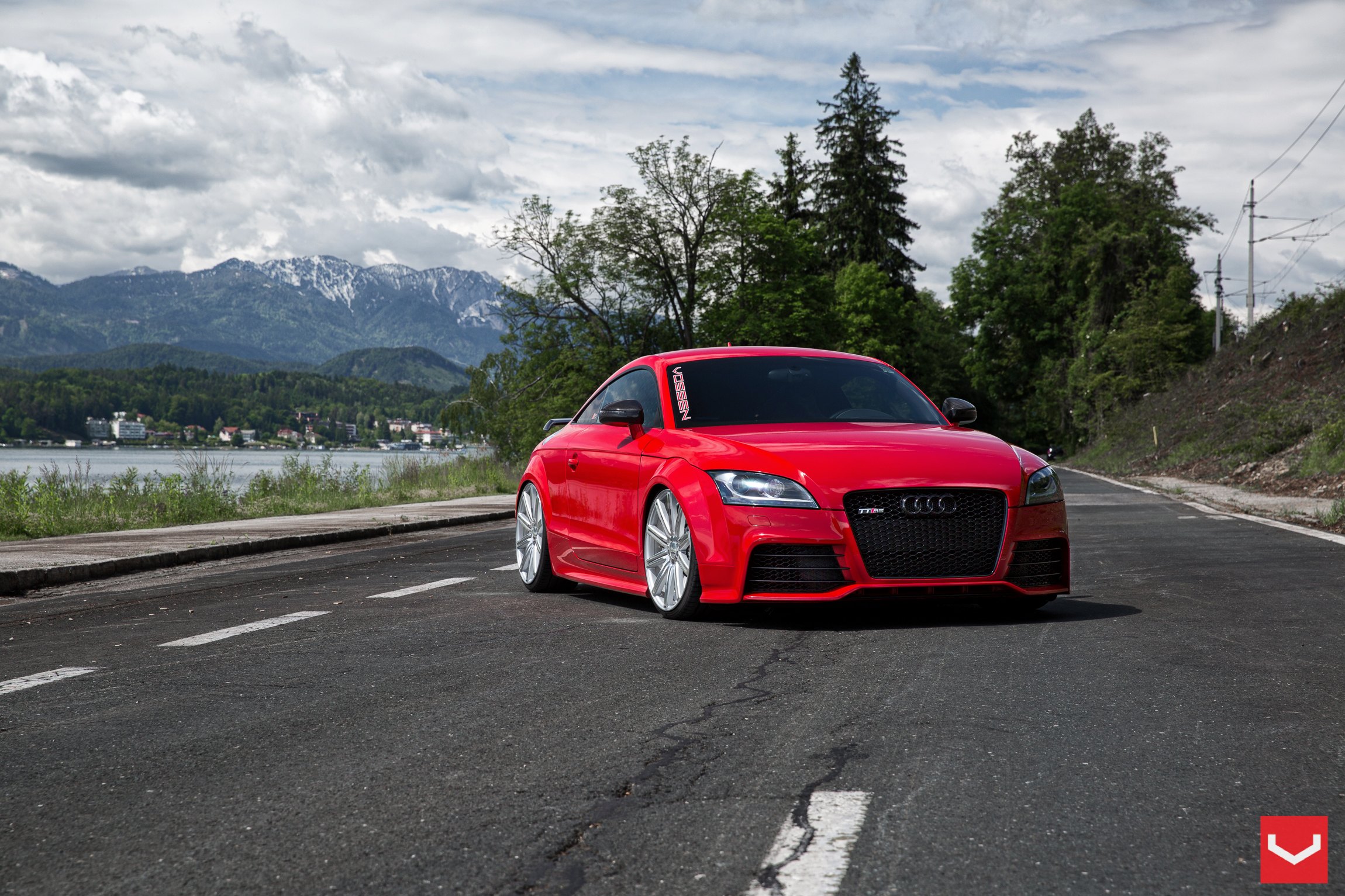Red Audi TT RS with Custom Front Bumper Cover - Photo by Vossen