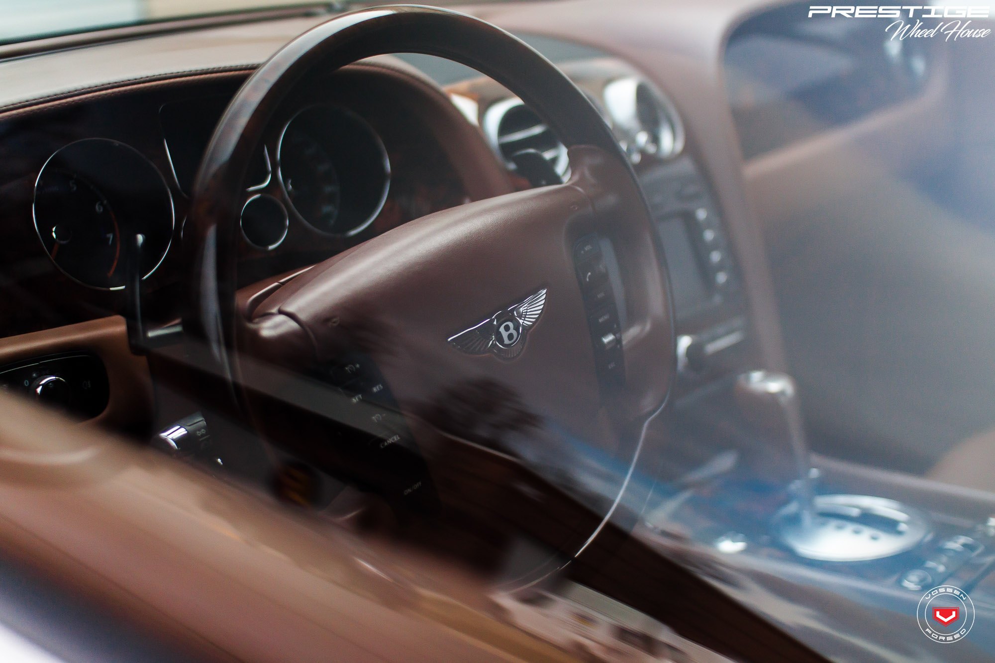 Custom Leather Steering Wheels in Bentley Continental - Photo by Vossen