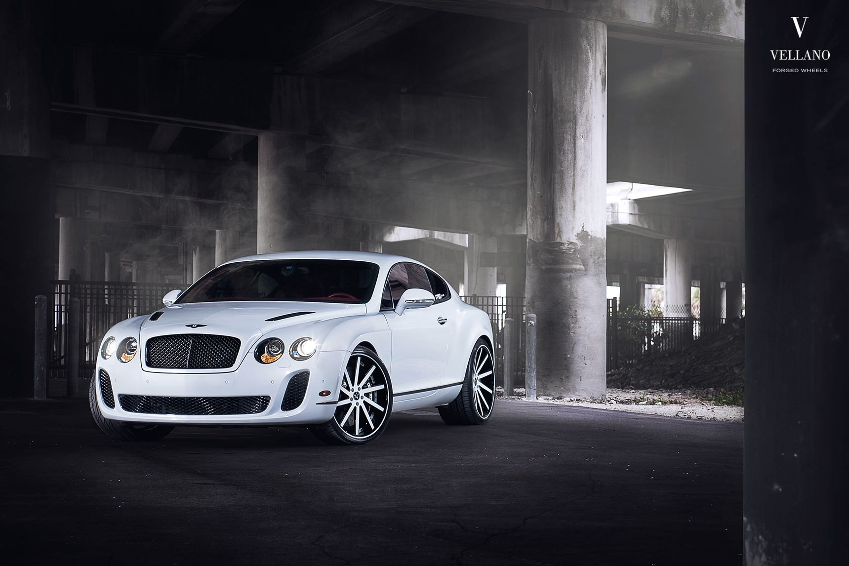 Custom Vented Hood on White Bentley Continental - Photo by Vellano