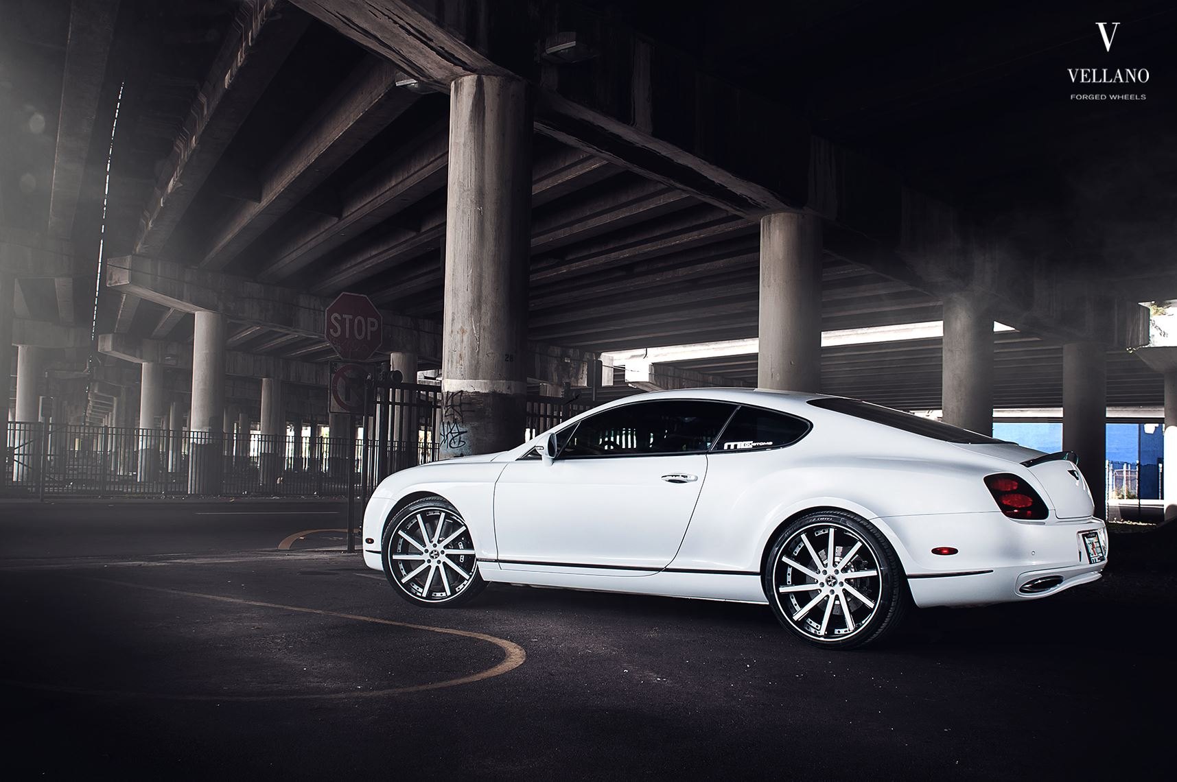 Custom White Bentley Continental Side Skirts - Photo by Vellano