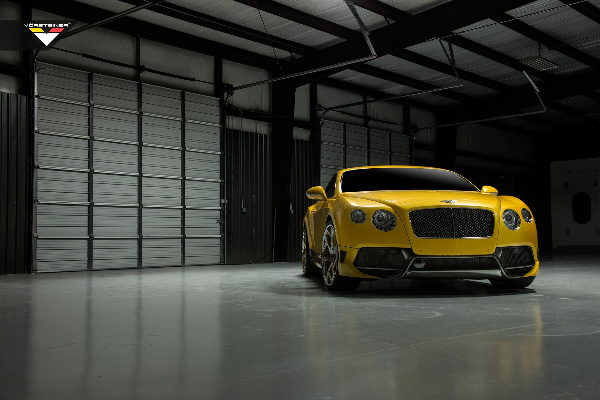 Custom Yellow Bentley Continental with Blacked Out Grille - Photo by Vorsteiner