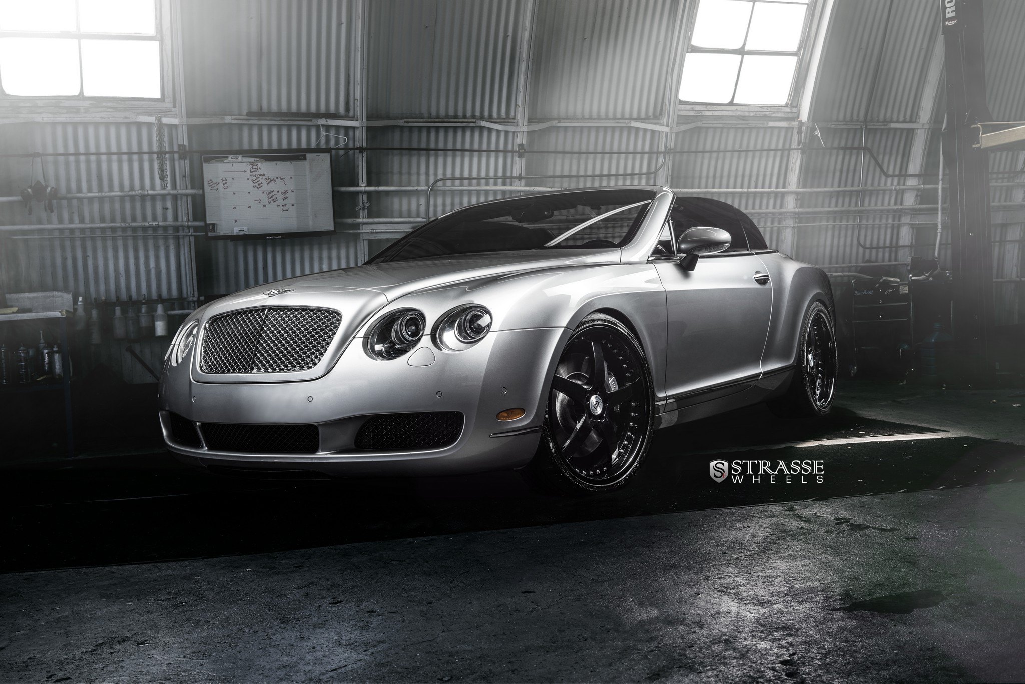 Silver Bentley Continental with Dark Smoke Halo Headlights - Photo by Strasse Forged