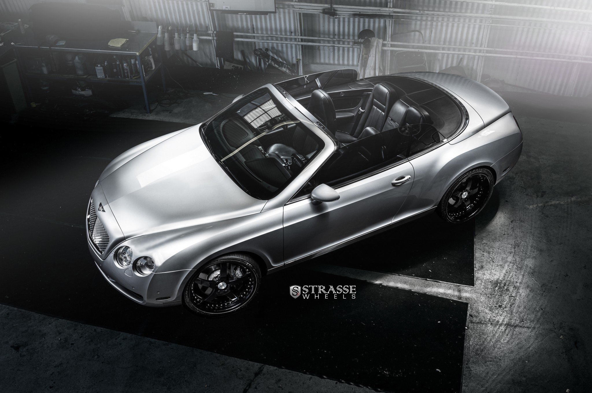 Silver Convertible Bentley Continental with Custom Interior Kit - Photo by Strasse Forged