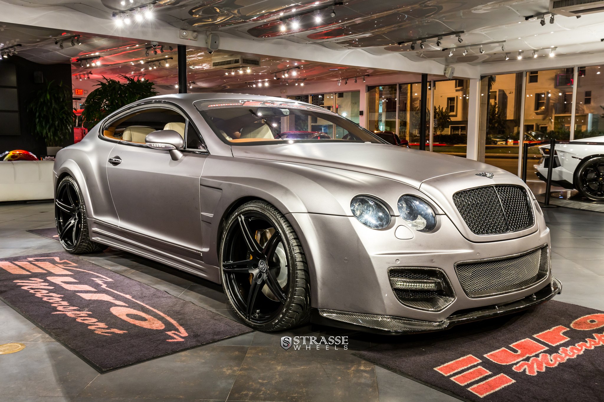 Carbon Fiber Front Lip on Gray Bentley Continental - Photo by Strasse Forged