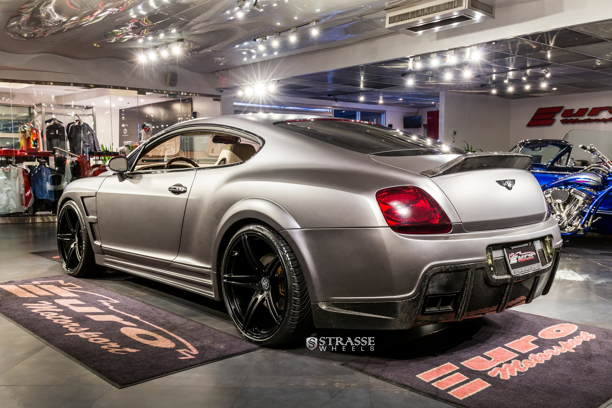 Gray Bentley Continental with Carbon Fiber Rear Spoiler - Photo by Strasse Forged