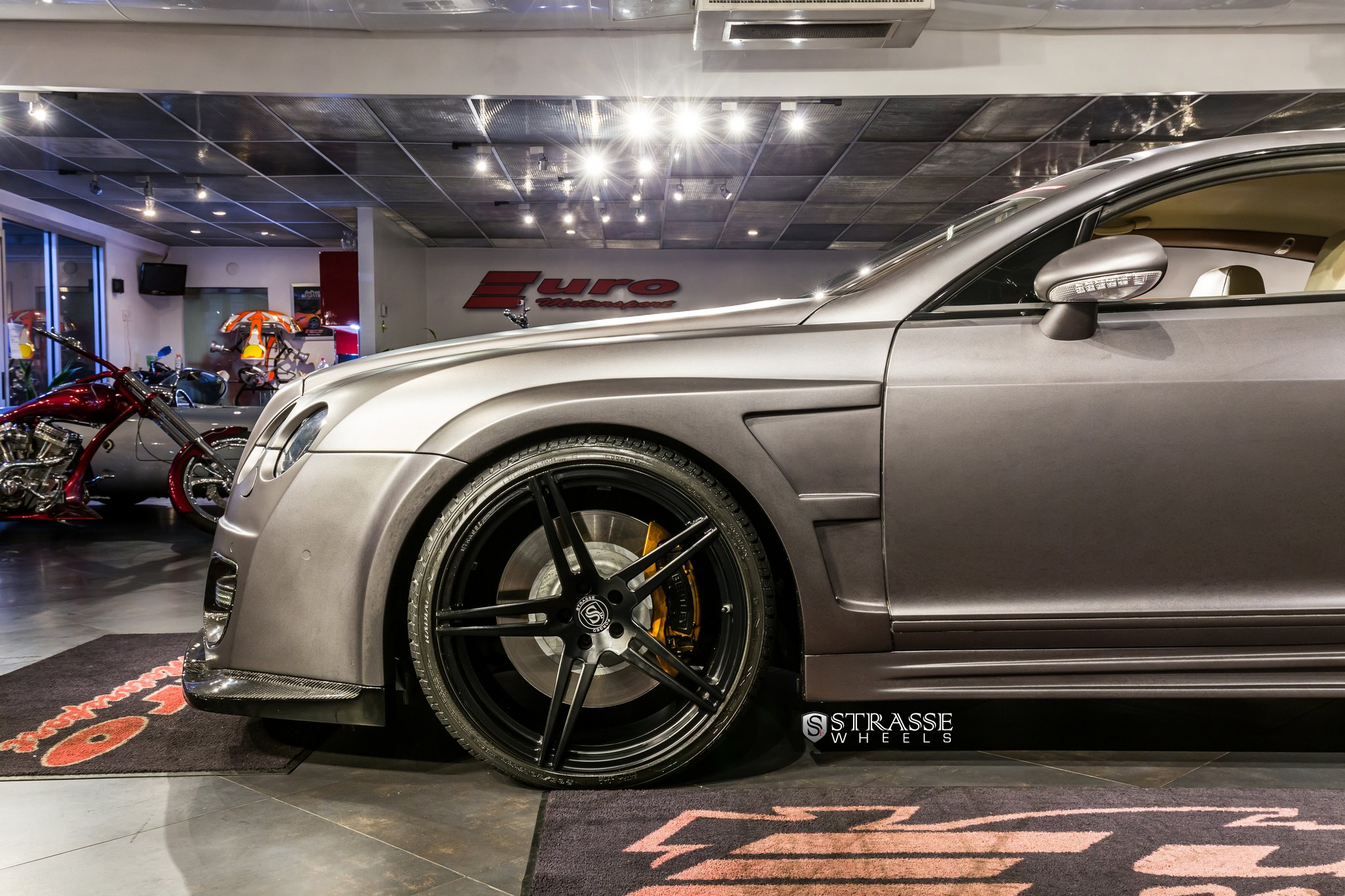 Custom Gray Bentley Continental Side Scoops - Photo by Strasse Forged
