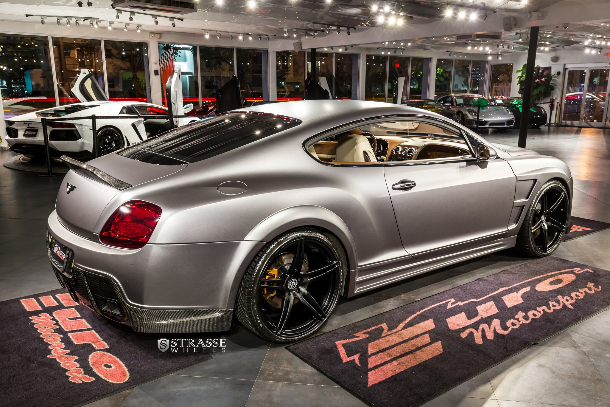 Gray Bentley Continental with Satin Black Strasse Wheels - Photo by Strasse Forged