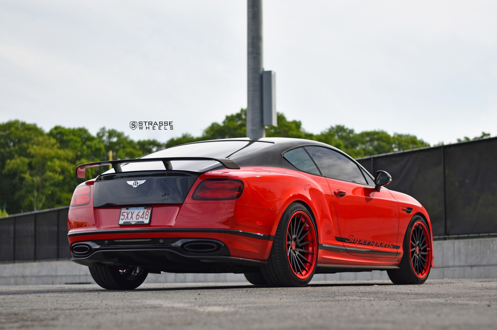 Red Bentley Continental with Aftermarket Rear Diffuser - Photo by Strasse Wheels