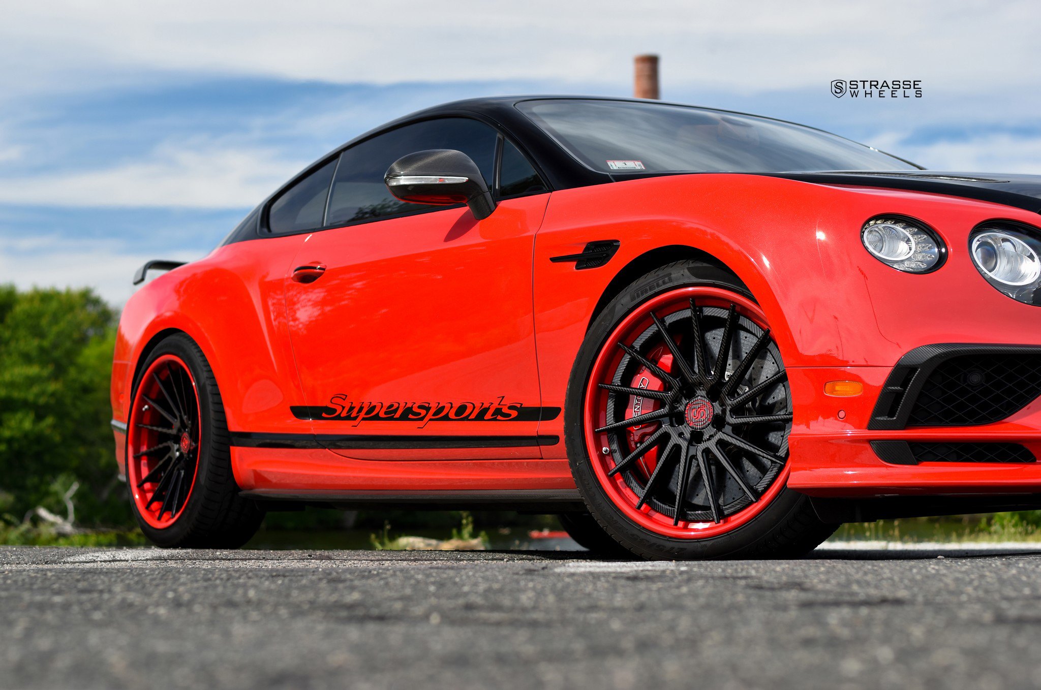 Custom Red Bentley Continental Side Skirts - Photo by Strasse Wheels