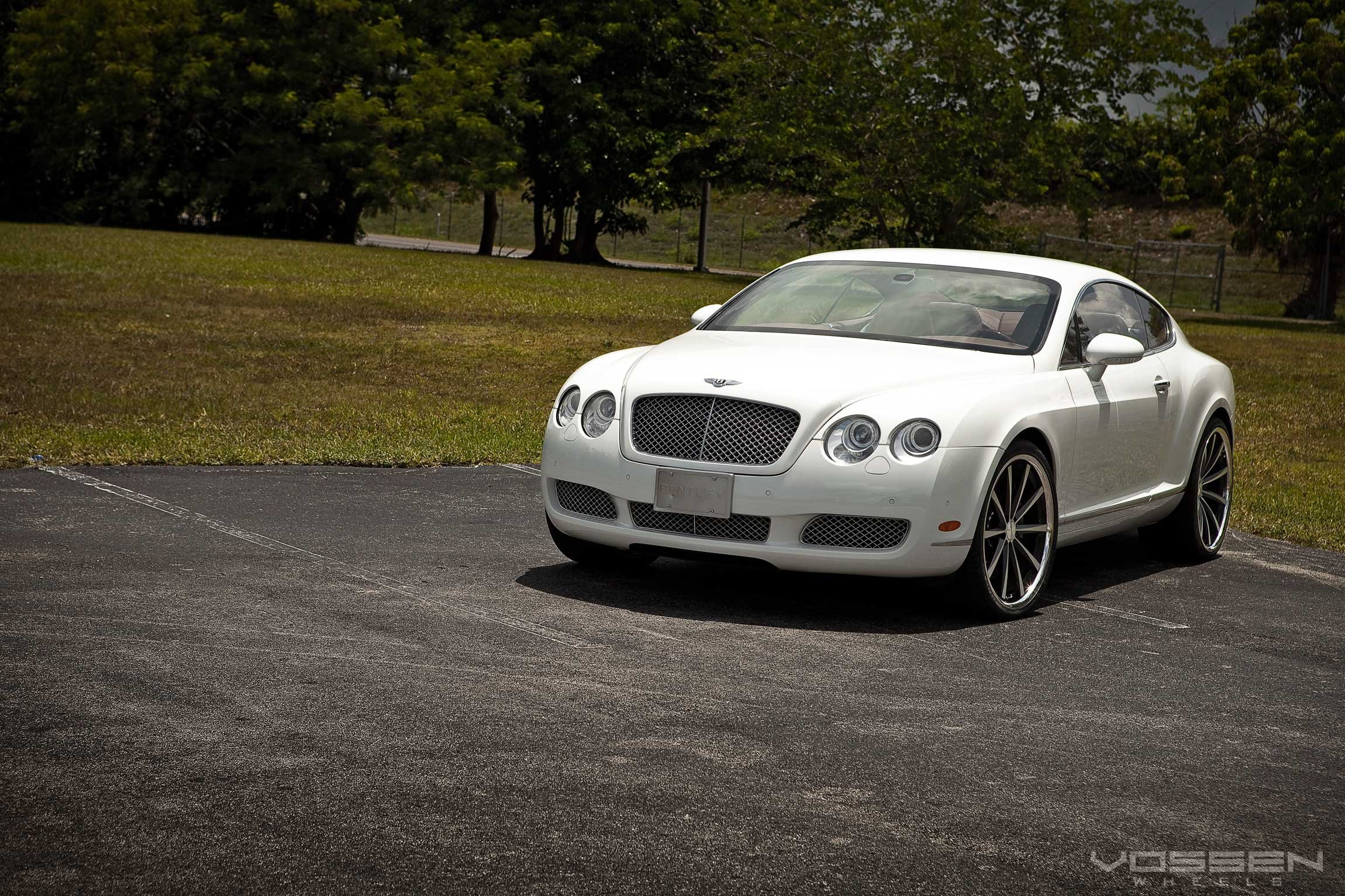 Crystal Clear Headlights on White Bentley Continental - Photo by Vossen