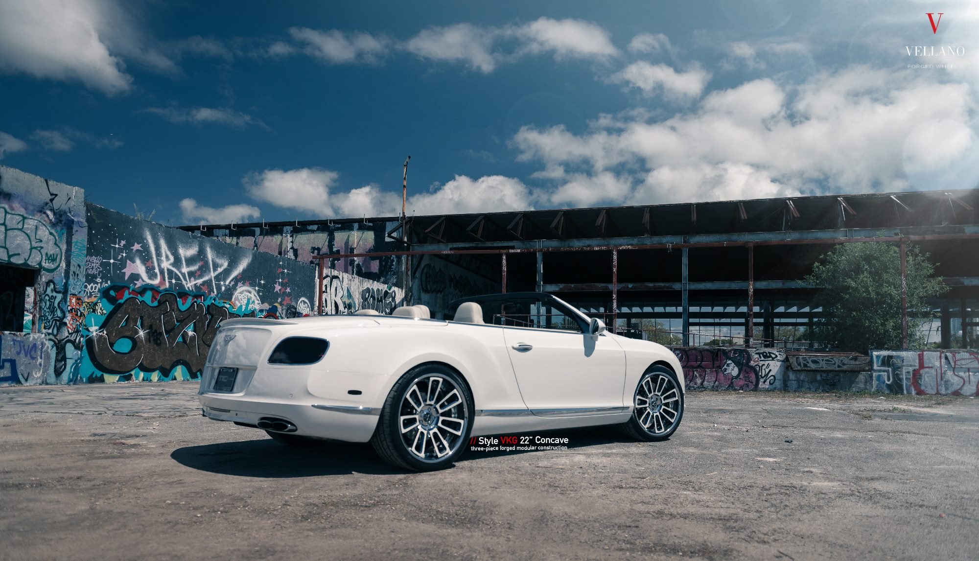 Custom White Convertible Bentley Continental Rear Spoiler - Photo by Vellano