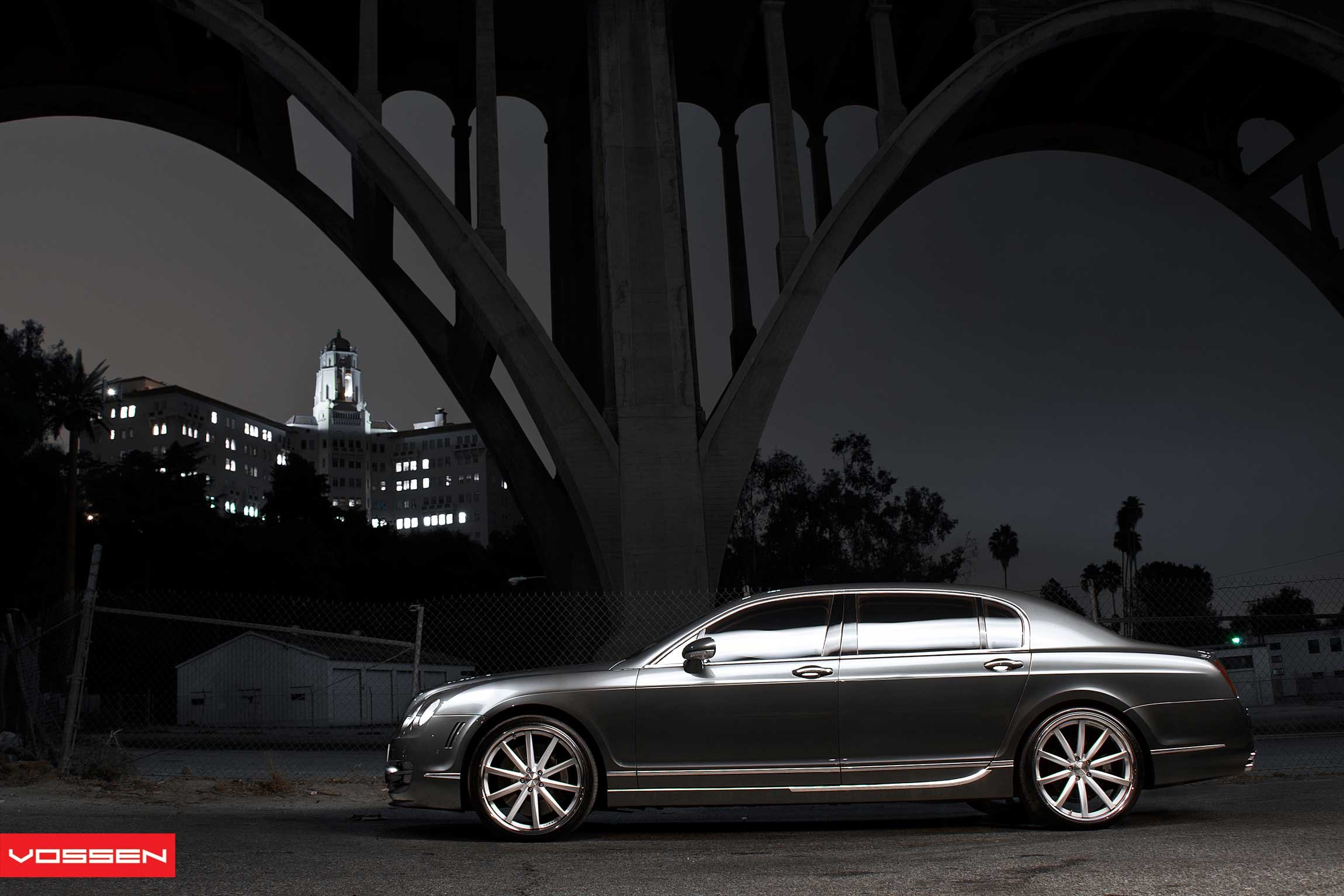 Silver Bentley Flying Spur with Chrome Vossen Rims - Photo by Vossen
