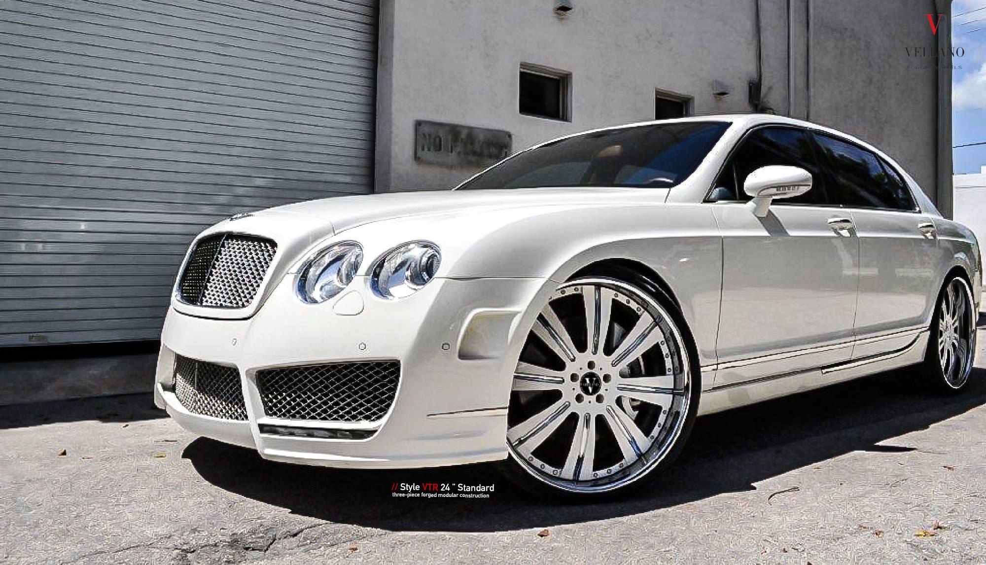 White Bently Flying Spur with Crystal Clear Headlights - Photo by Vellano