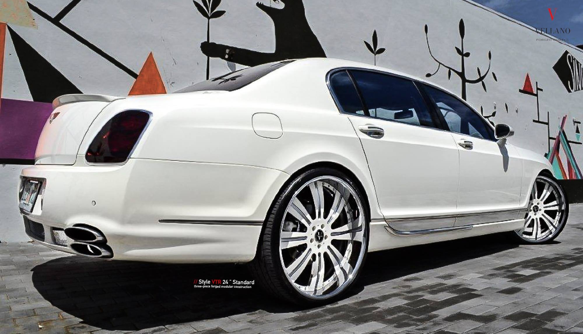White Bently Flying Spur with Red Smoke Taillights - Photo by Vellano
