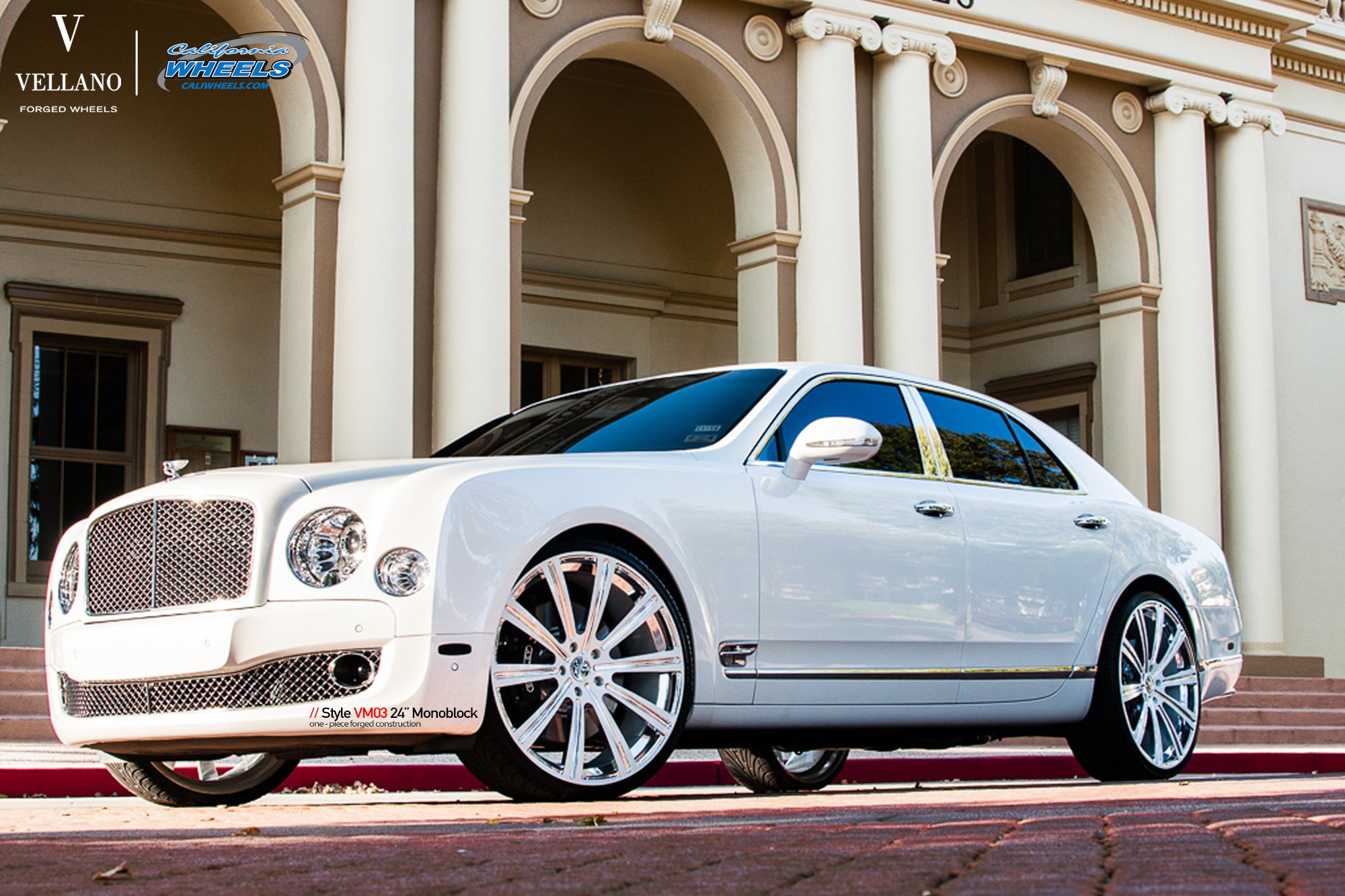 Aftermarket Headlights on White Bently Mulsanne - Photo by Vellano
