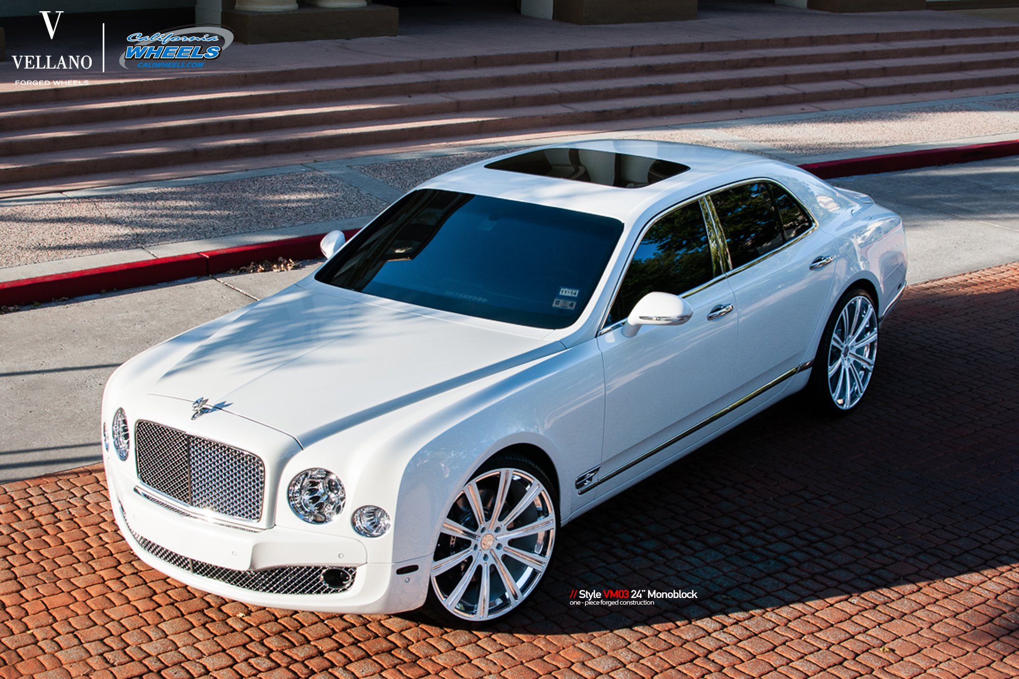Chrome Mesh Grille on White Bently Mulsanne - Photo by Vellano