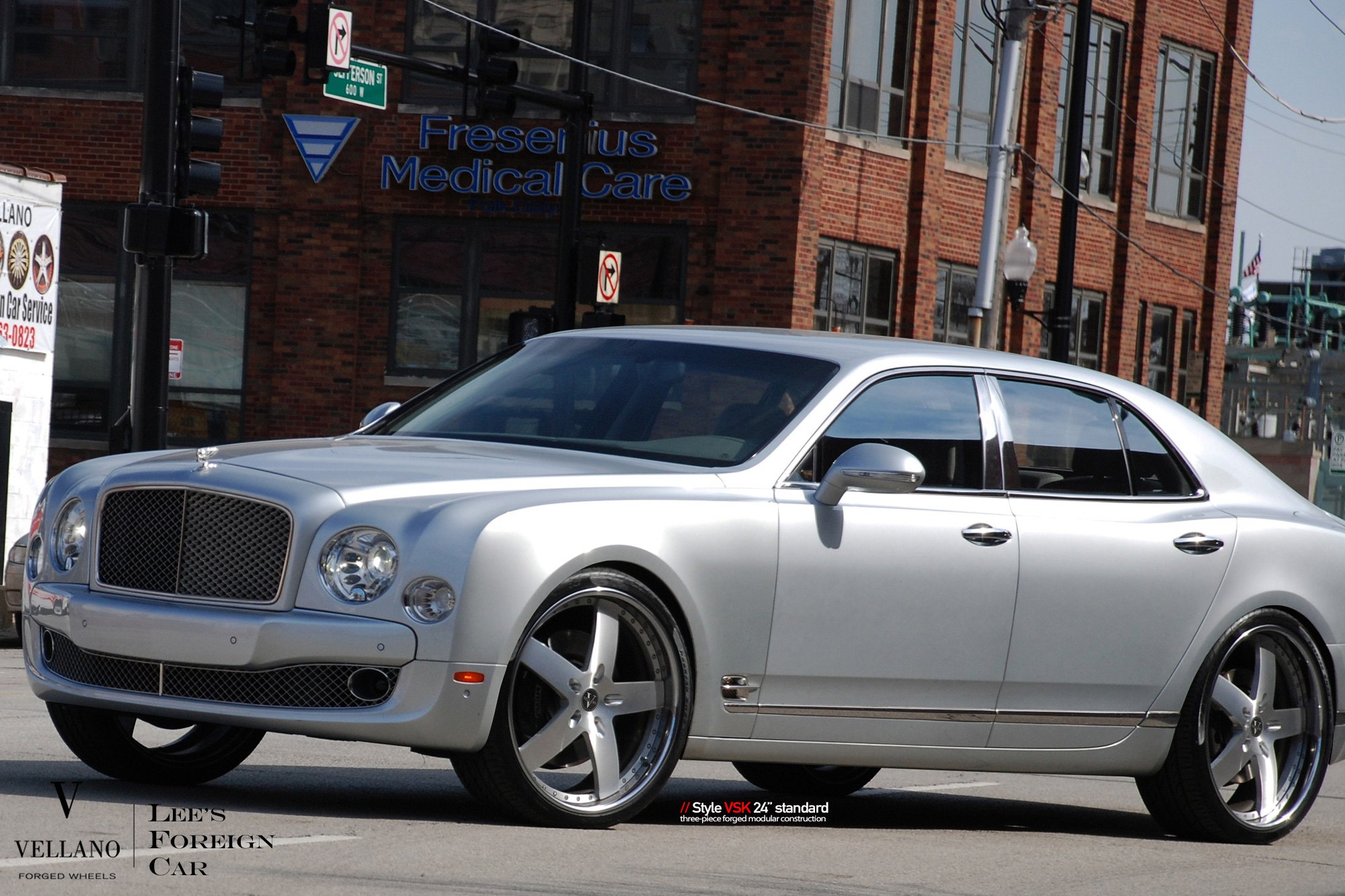 Blacked Out Grille on Silver Bently Mulsanne - Photo by Vellano
