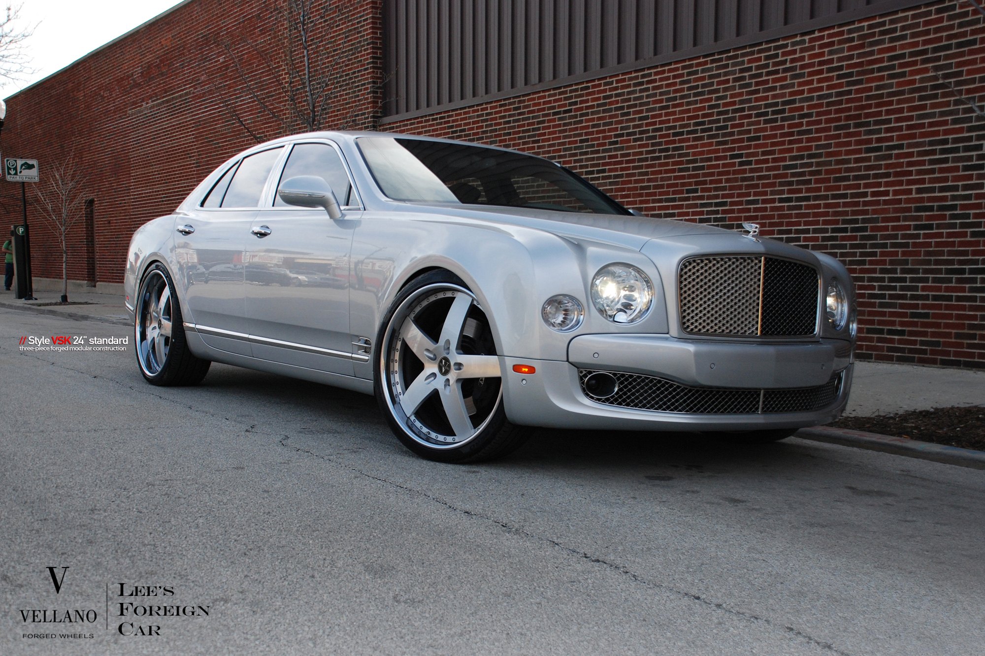 Vellano Forged Rims on Silver Bently Mulsanne - Photo by Vellano