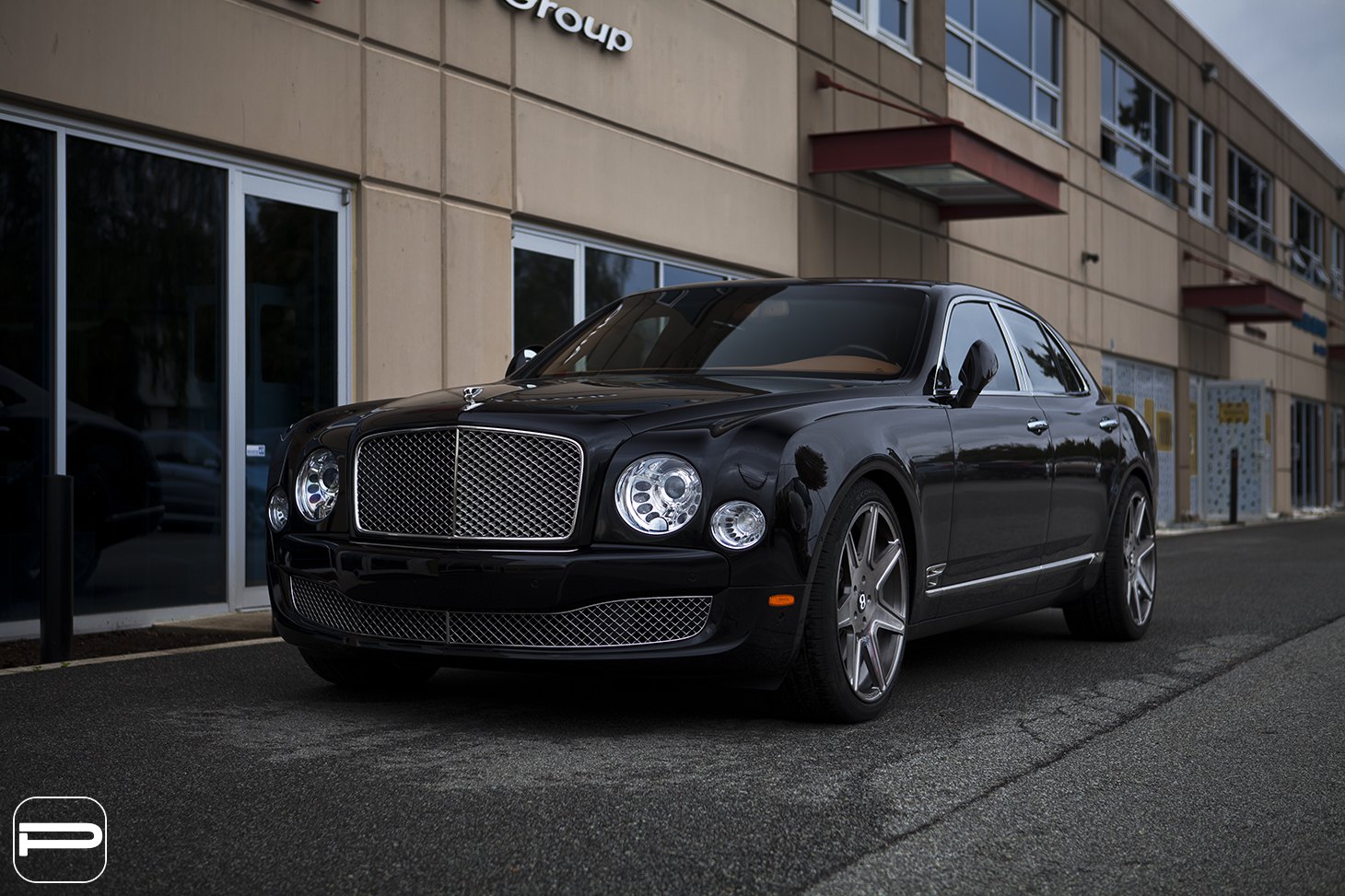 Black Bentley Mulsanne with Chrome Mesh Grille - Photo by PUR Wheels