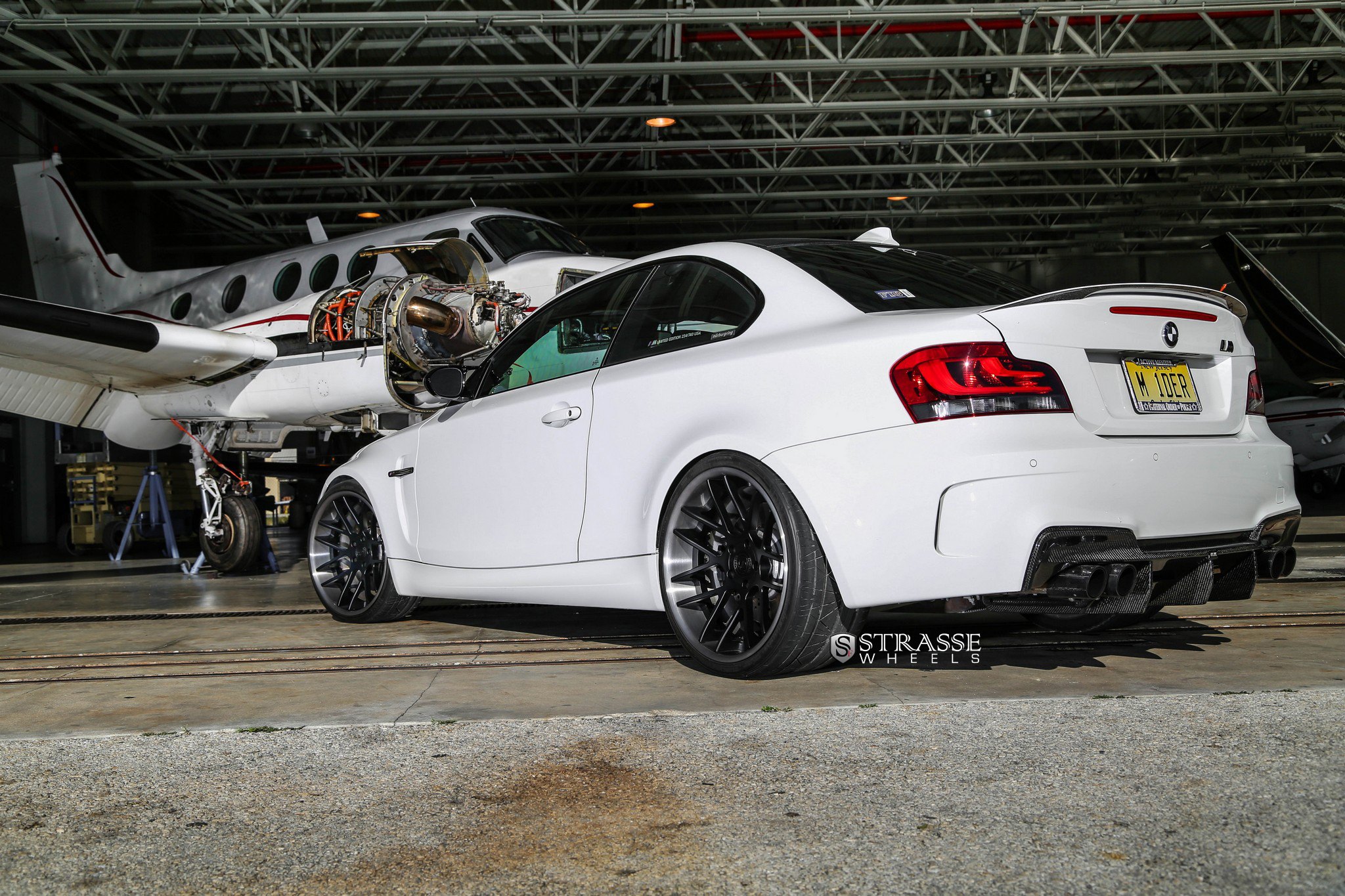 White BMW 1-Series with Carbon Fiber Rear Diffuser - Photo by Strasse Forged