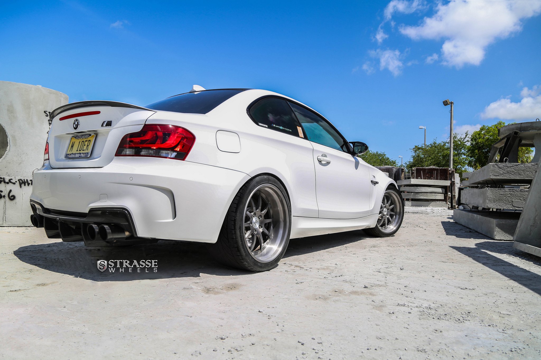 Custom Style Rear Spoiler on White BMW 1-Series - Photo by Strasse Forged