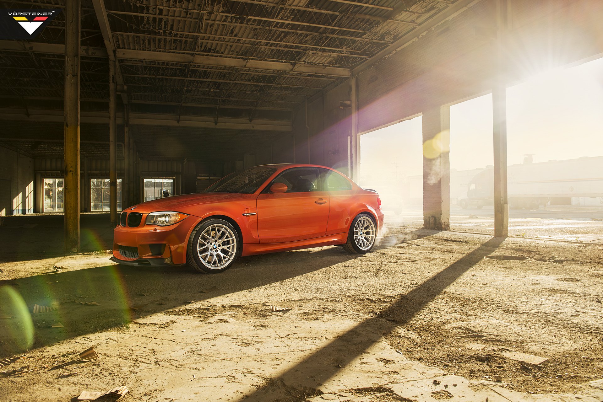 Custom Projector Headlights on Orange BMW 1-Series - Photo by Vorstiner