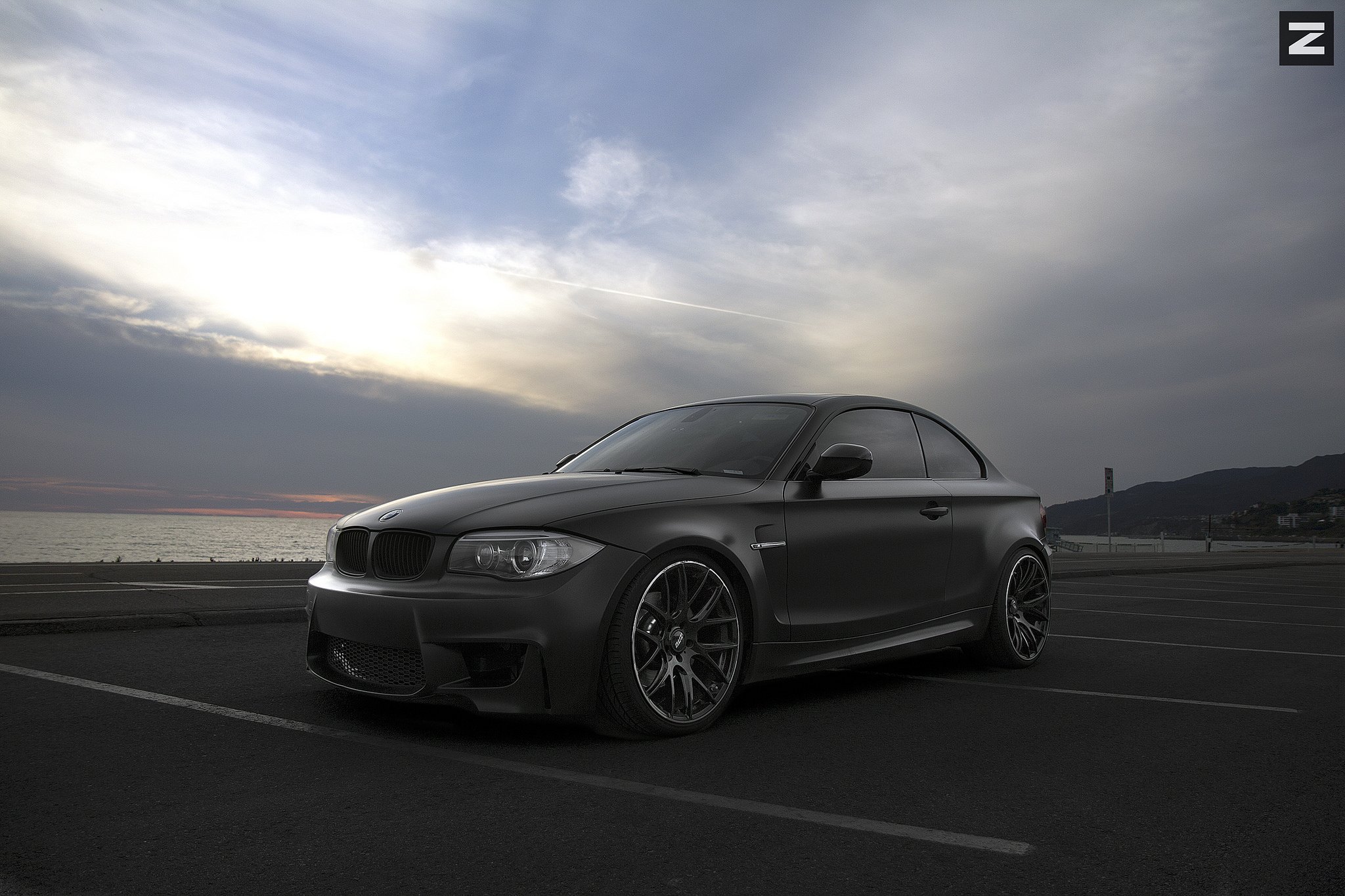 Black BMW 1-Series with Custom Front Bumper - Photo by Zito Wheels