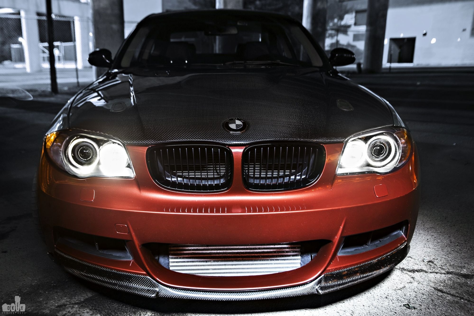 Red BMW 1-Series with Crystal Clear Halo Headlights - Photo by dan kinzie