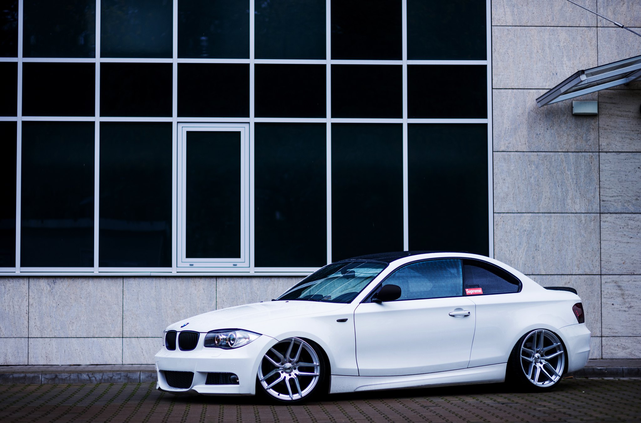 Custom Side Skirts on White BMW 1-Series - Photo by JR Wheels