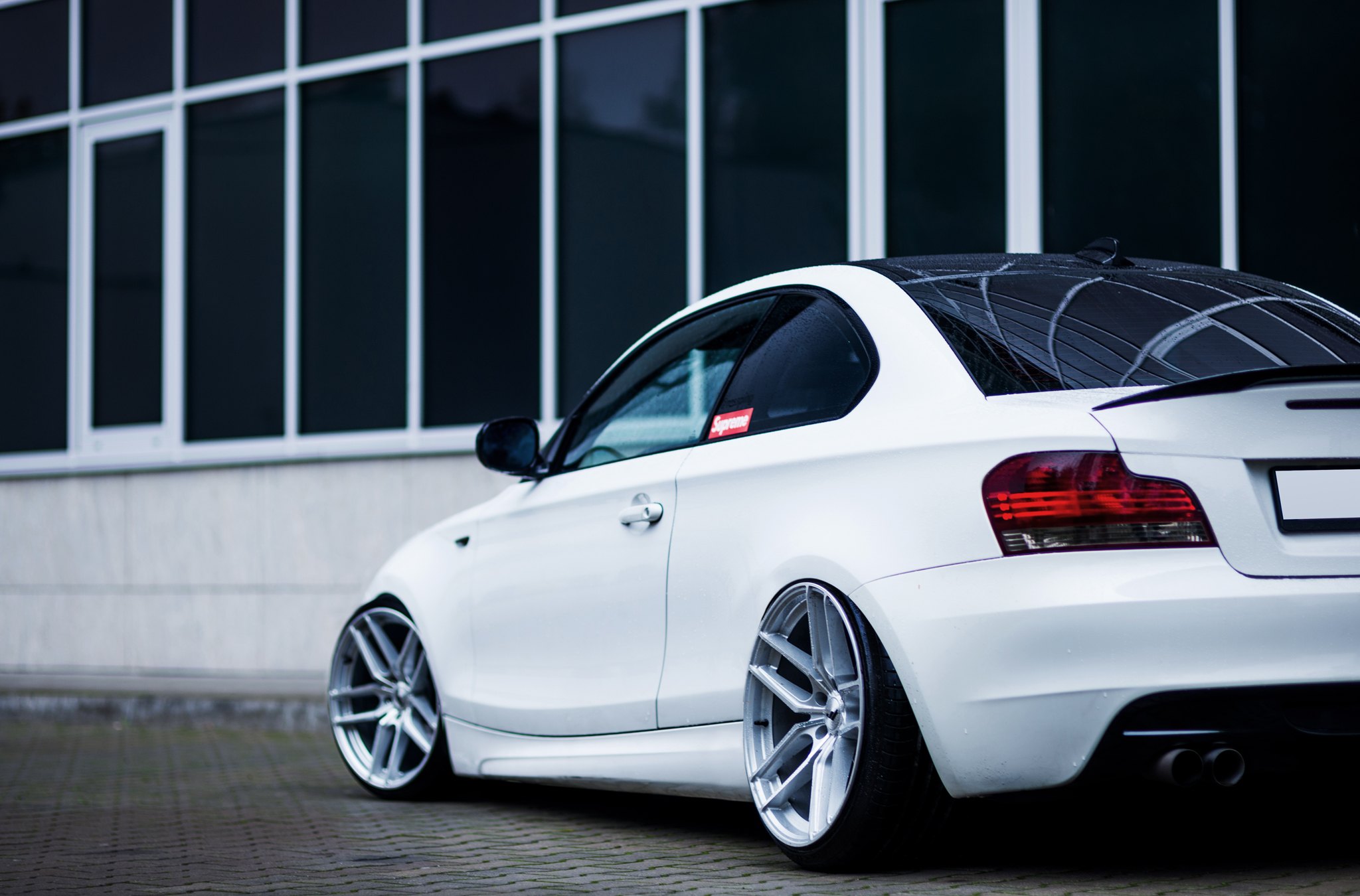 White BMW 1-Series with Red LED Taillights - Photo by JR Wheels