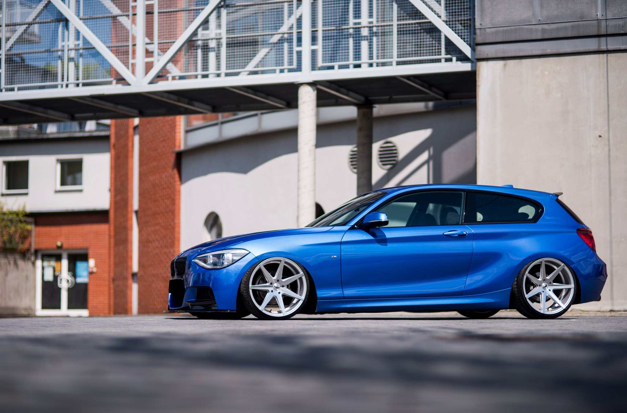Chrome JR Wheels on Blue BMW 1-Series - Photo by JR Wheels