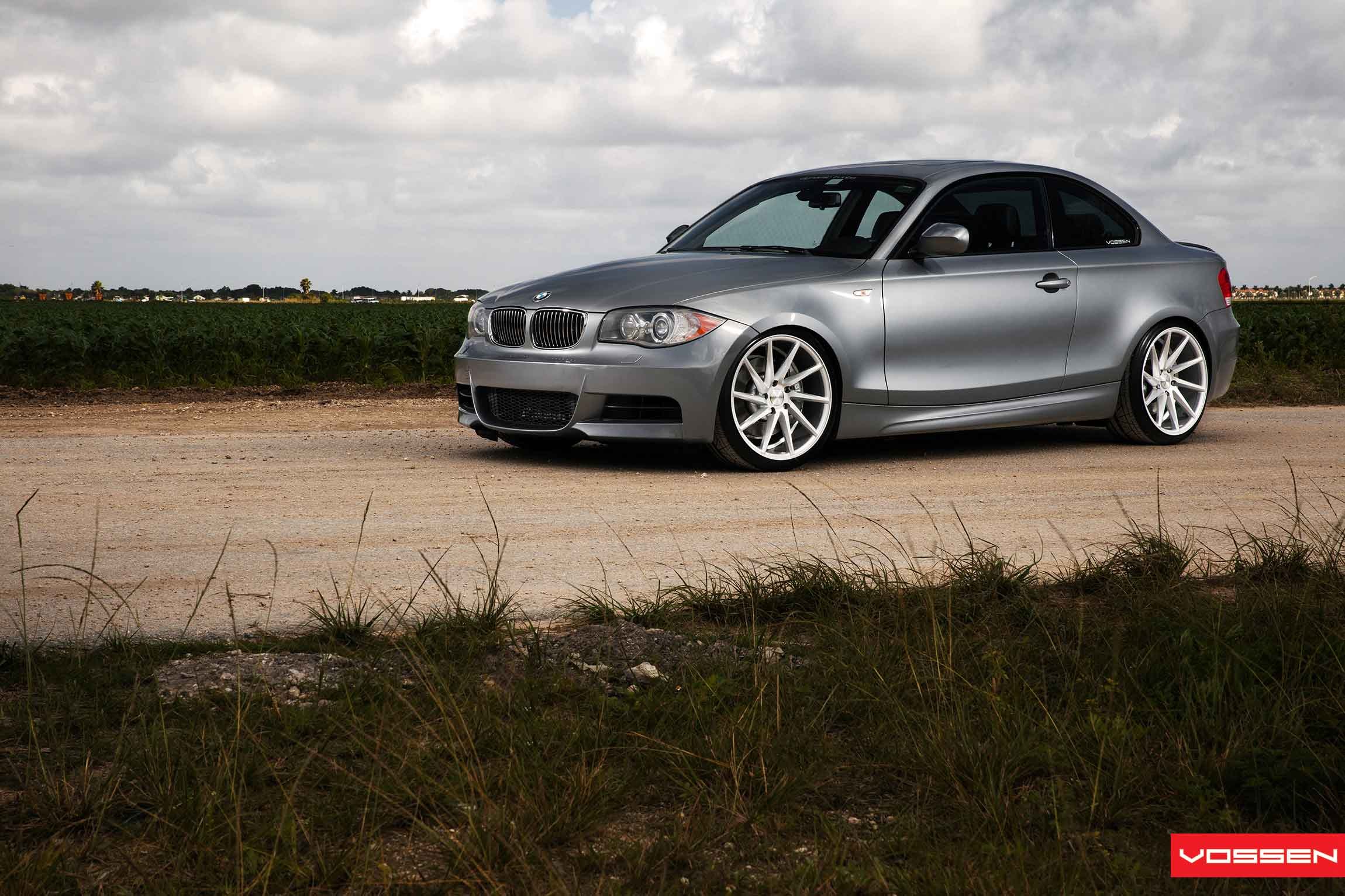 Silver BMW 1-Series with Custom Front Bumper - Photo by Vossen