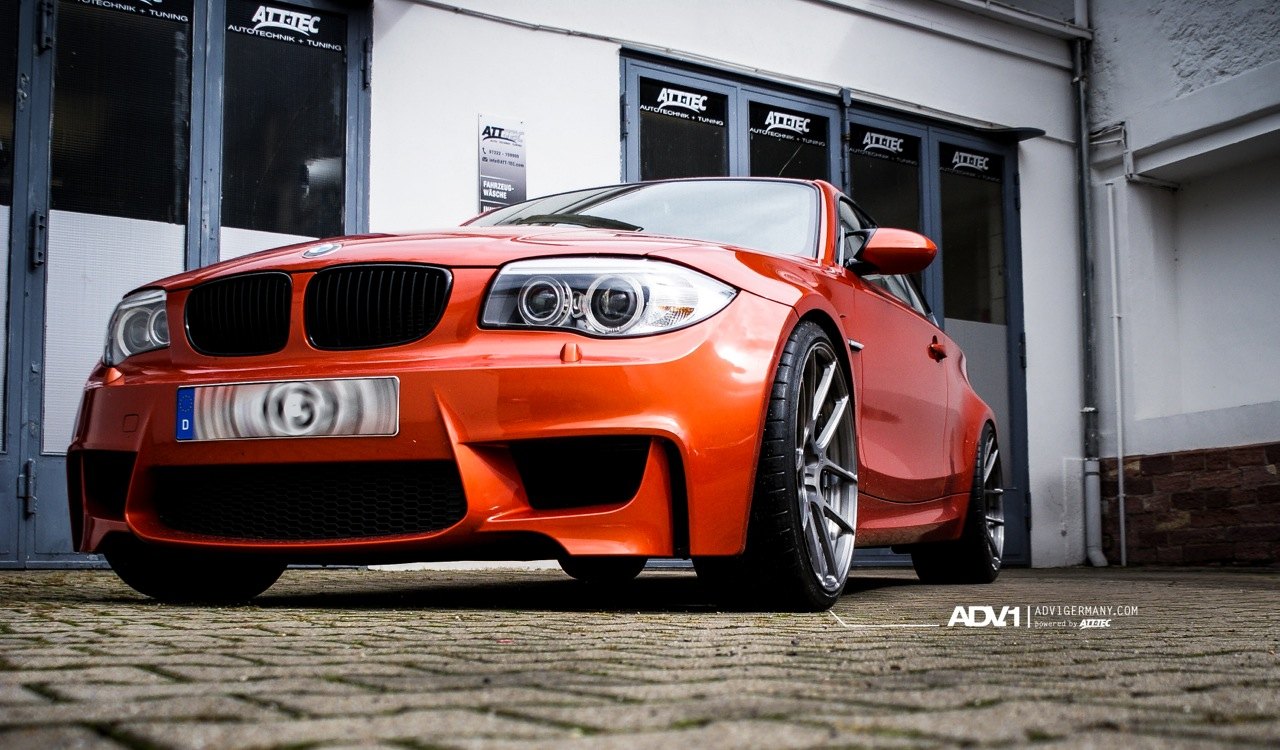 Orange BMW 1-Series with Custom Halo Headlights - Photo by ADV.1