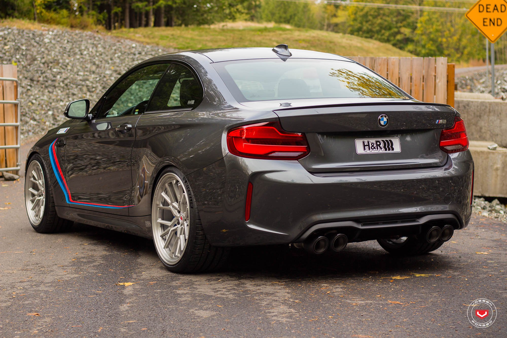 Aftermarket Rear Diffuser on Gray BMW 2-Series - Photo by Vossen