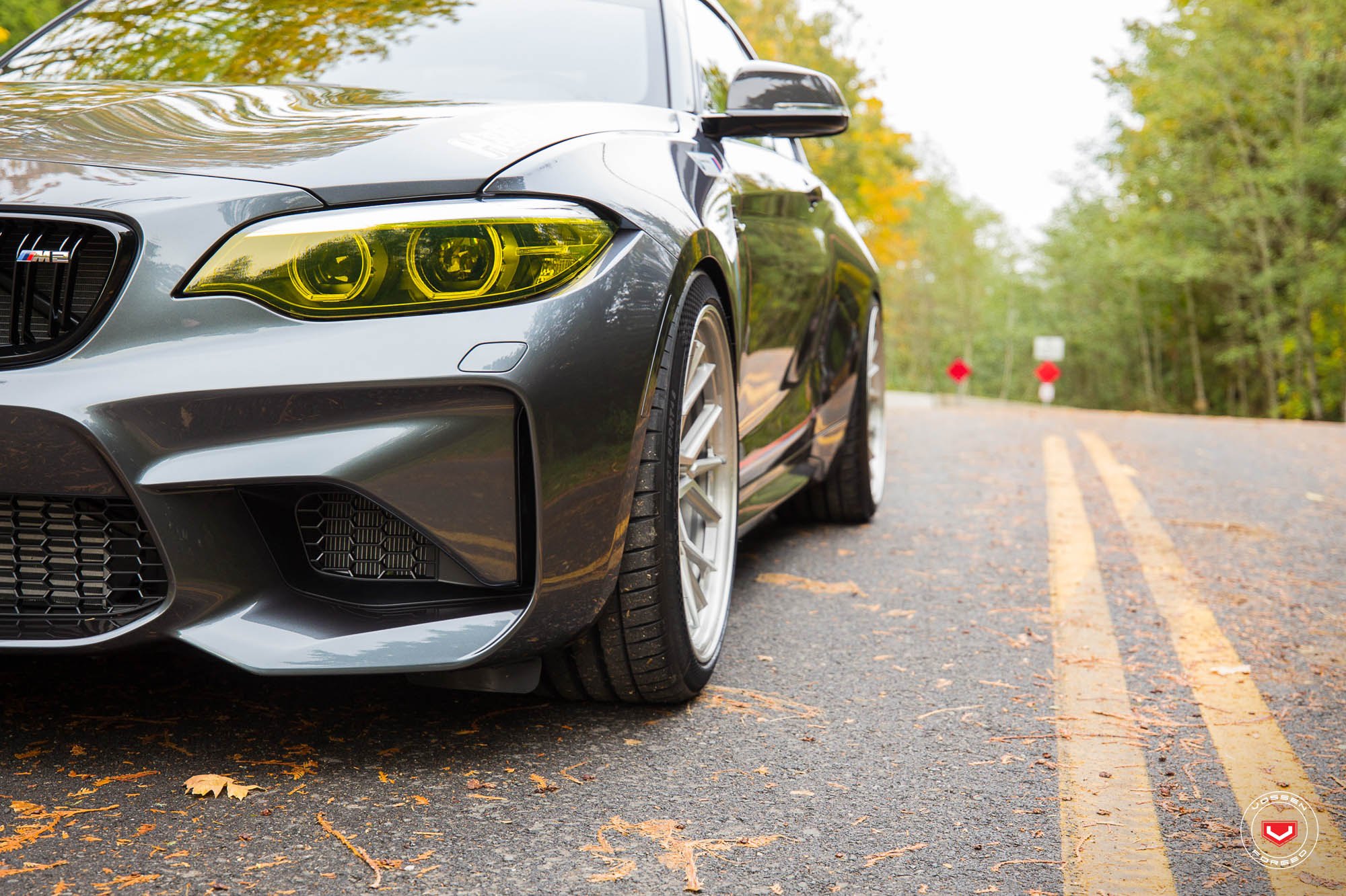 Gray BMW 2-Series with Custom Front Bumper - Photo by Vossen