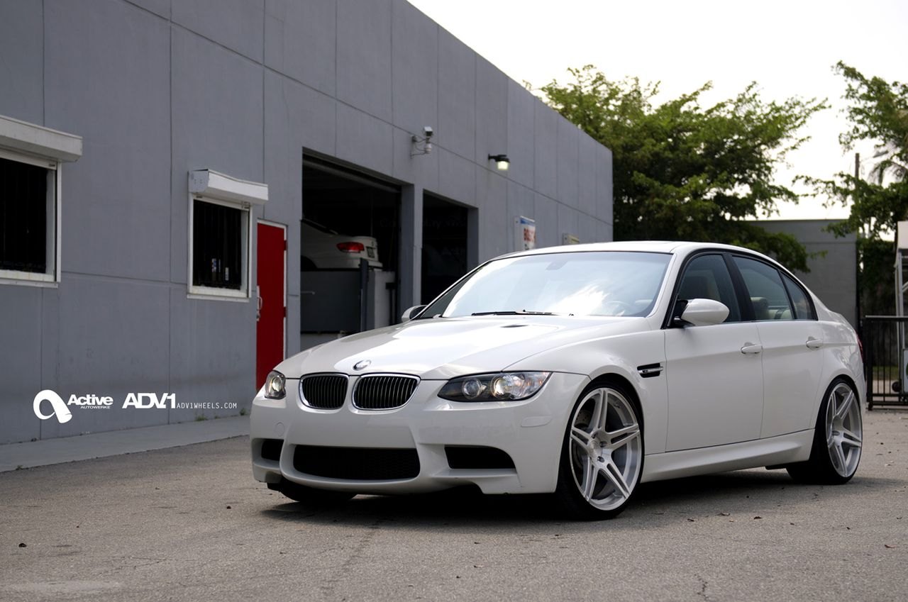 White BMW 3-Series with Aftermarket Halo Headlights  - Photo by ADV.1
