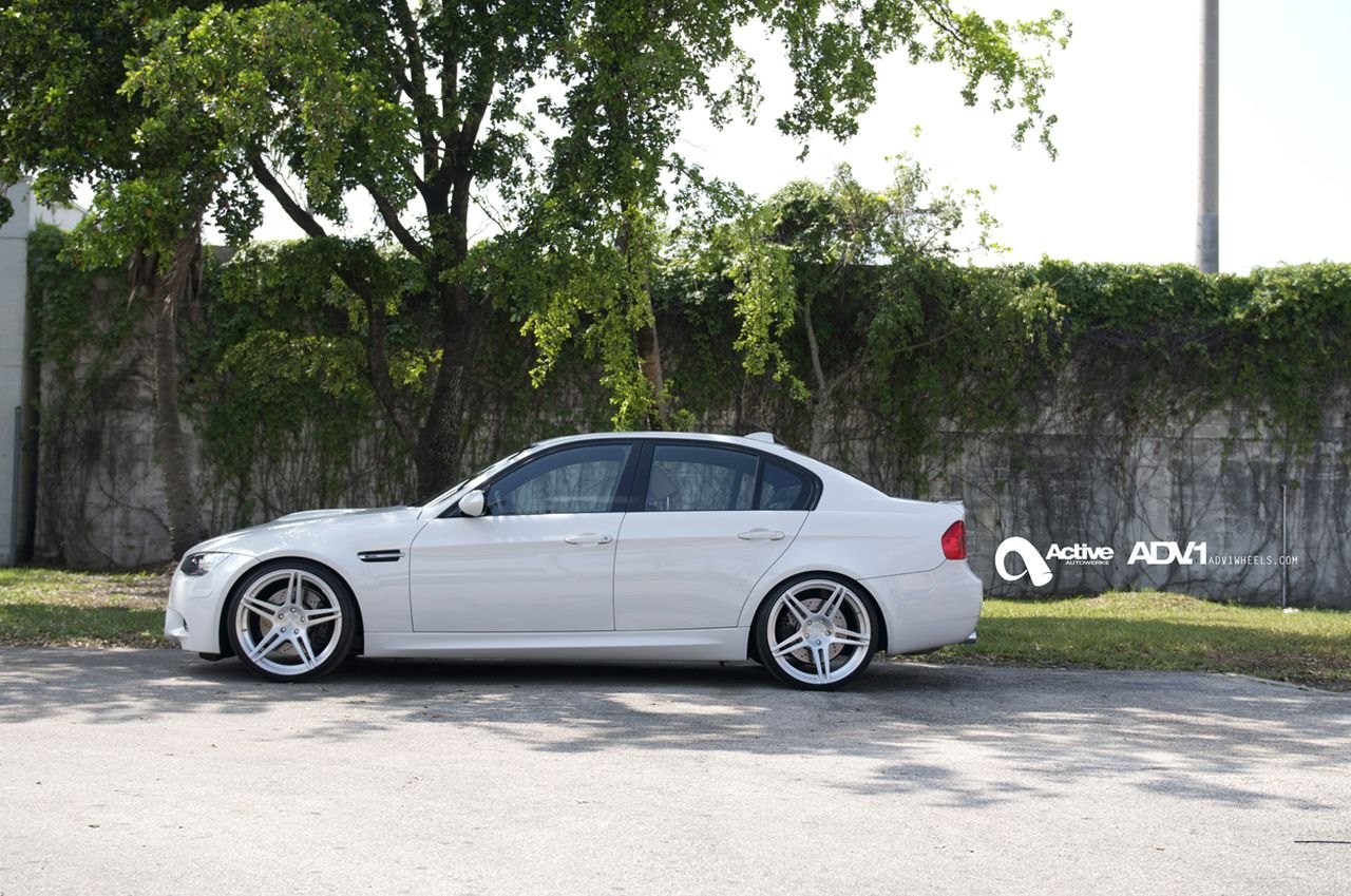 White BMW 3-Series with Brushed Aluminum ADV1 Rims - Photo by ADV.1