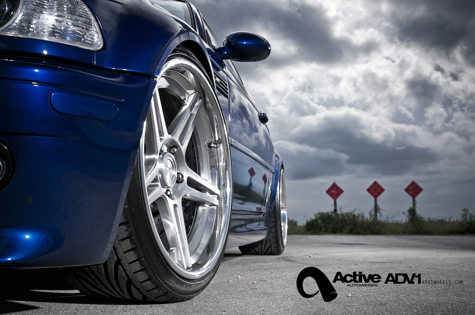Silver Polished ADV1 Wheels on Blue BMW 3-Series - Photo by ADV.1