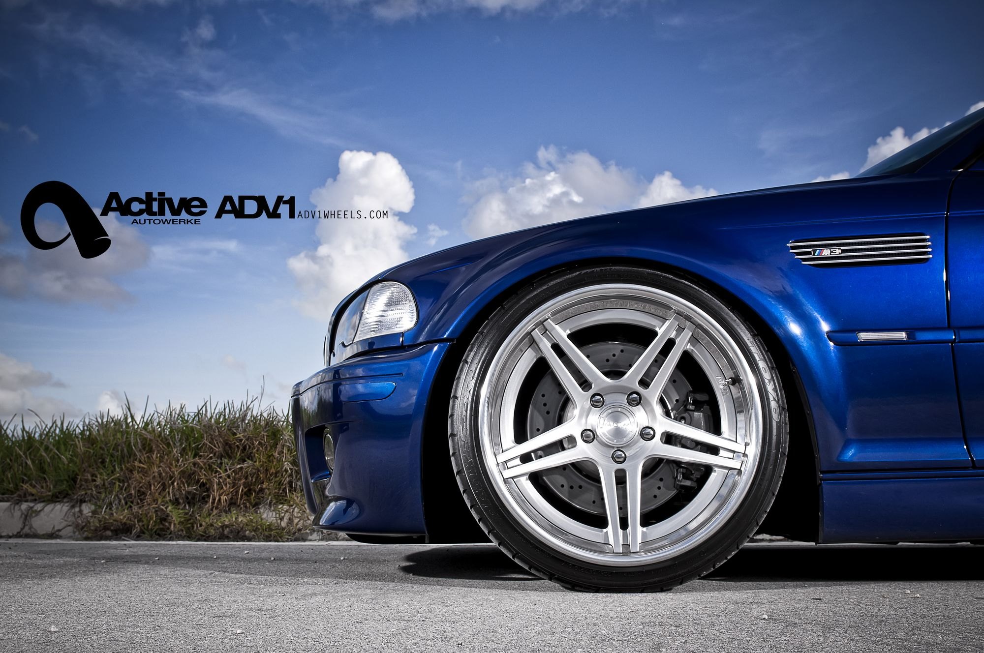 Blue BMW 3-Series with Custom Polished ADV1 Rims - Photo by ADV.1