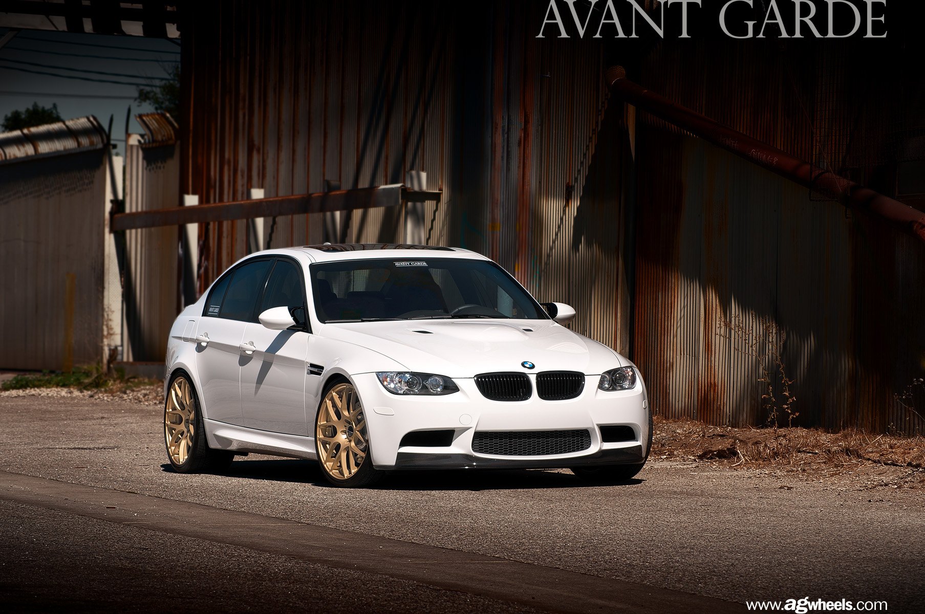 Custom Hood with Air Vents on White BMW 3-Series - Photo by Avant Garde Wheels
