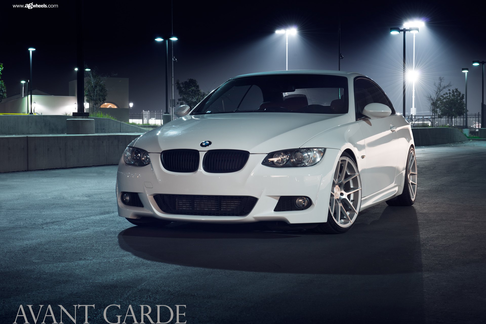 White BMW 3-Series with Dark Smoke Halo Headlights - Photo by Avant Garde Wheels