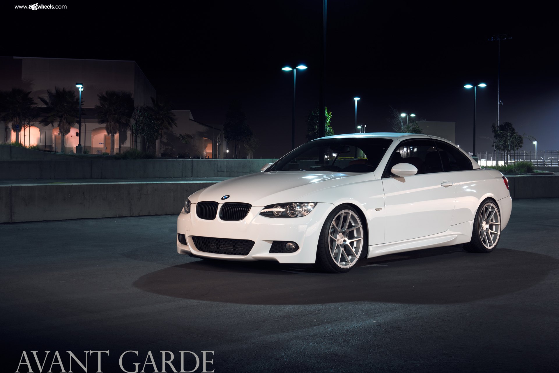 Aftermarket Front Bumper on White BMW 3-Series - Photo by Avant Garde Wheels