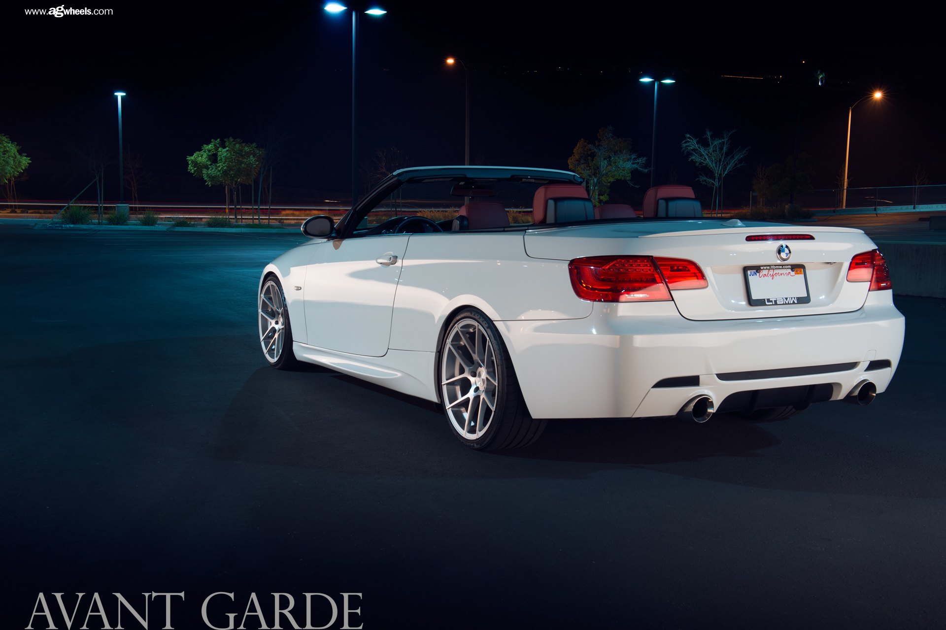 Red LED Taillights on White Convertible BMW 3-Series - Photo by Avant Garde Wheels